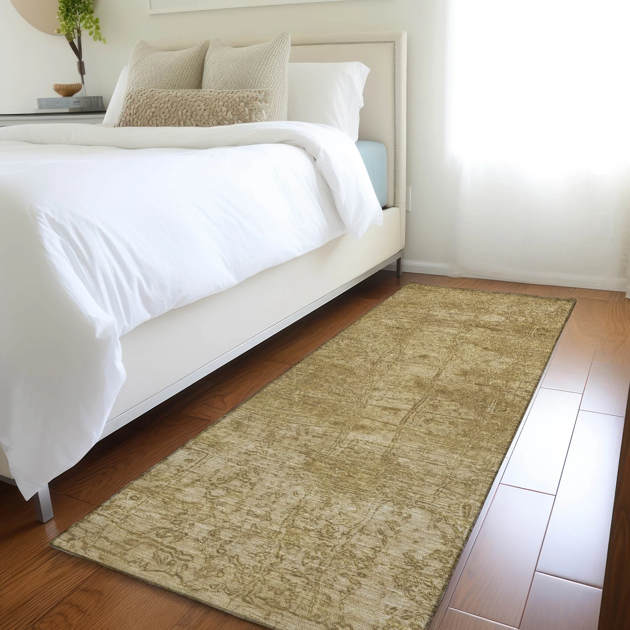 Machine Washable Indoor/ Outdoor Abstract Solid Chantille Rug