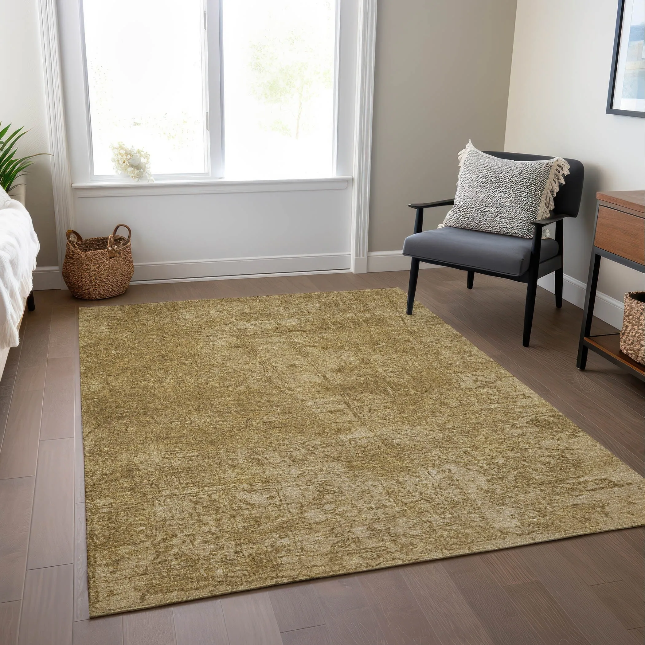 Machine Washable Indoor/ Outdoor Abstract Solid Chantille Rug
