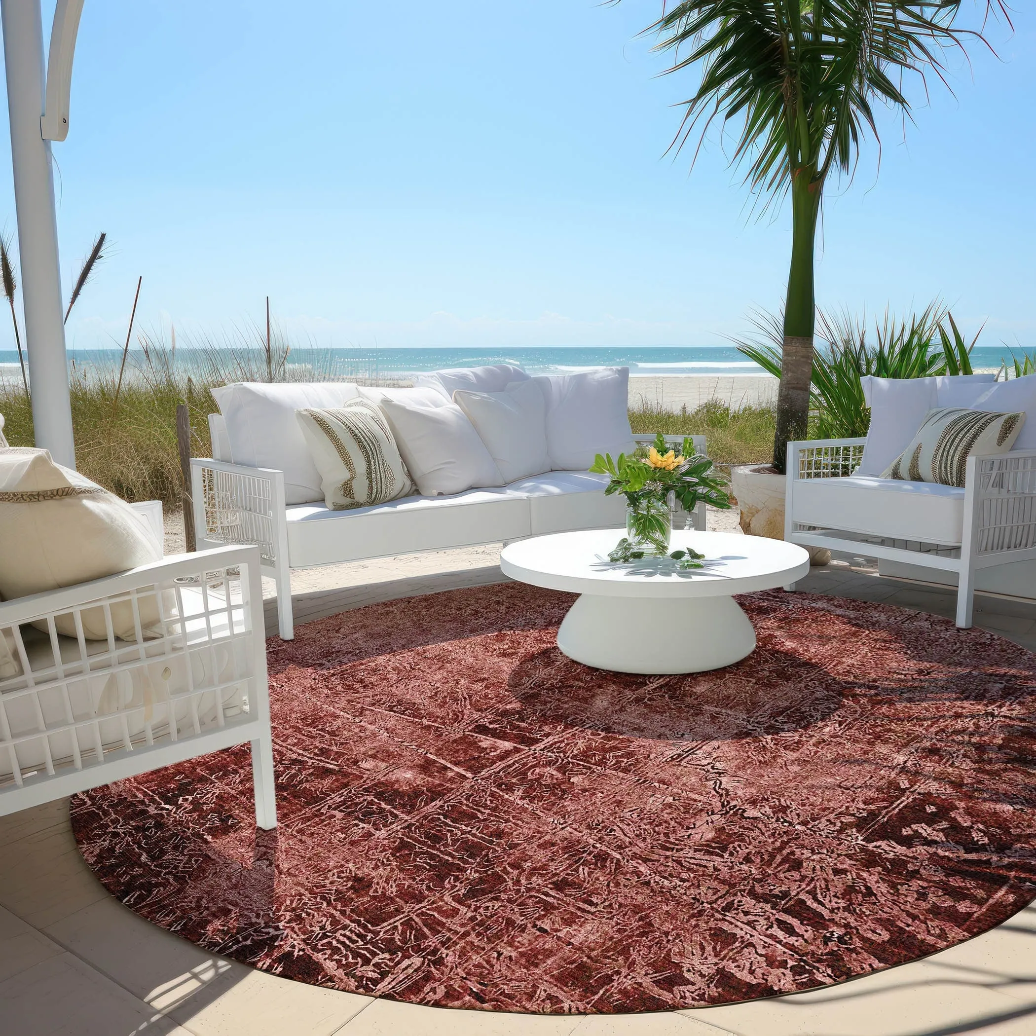 Machine Washable Indoor/ Outdoor Abstract Solid Chantille Rug