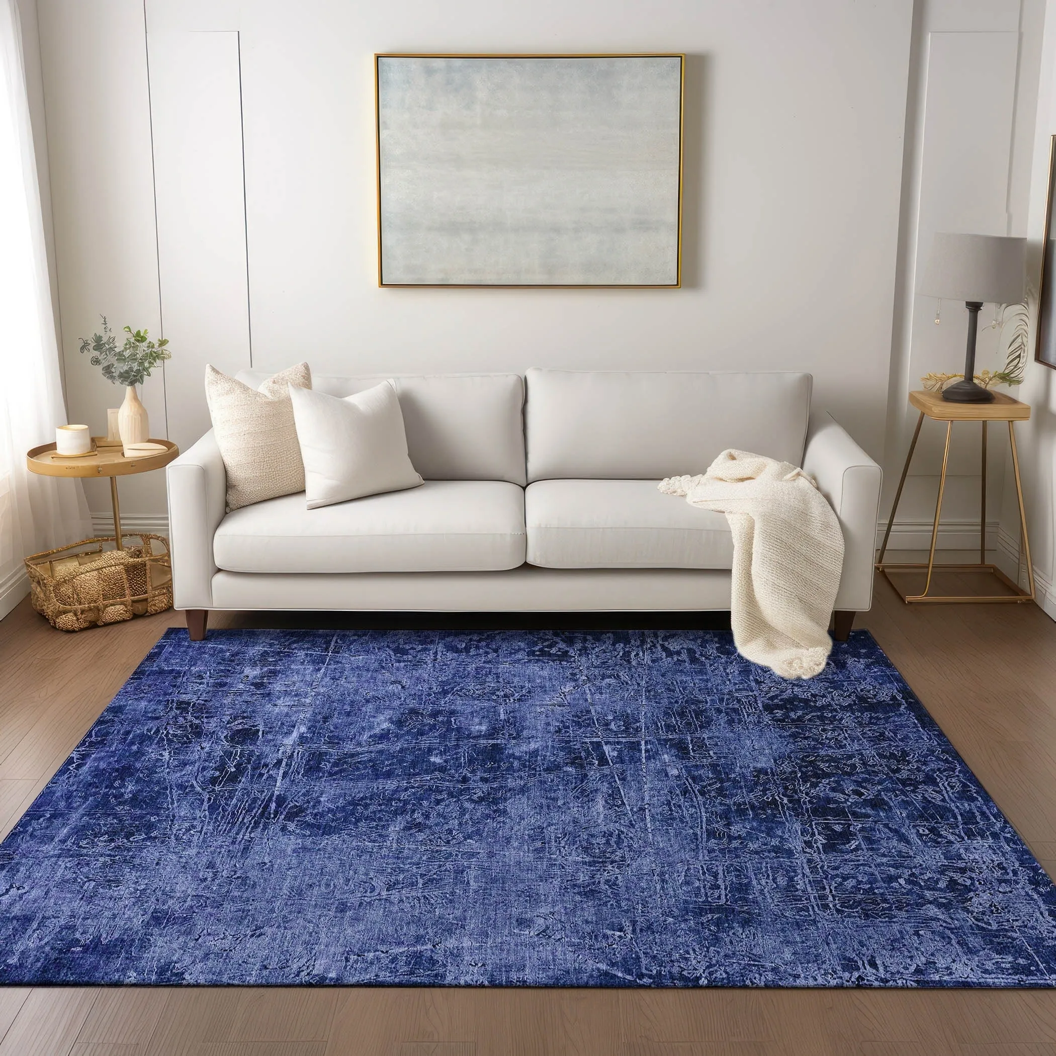 Machine Washable Indoor/ Outdoor Abstract Solid Chantille Rug
