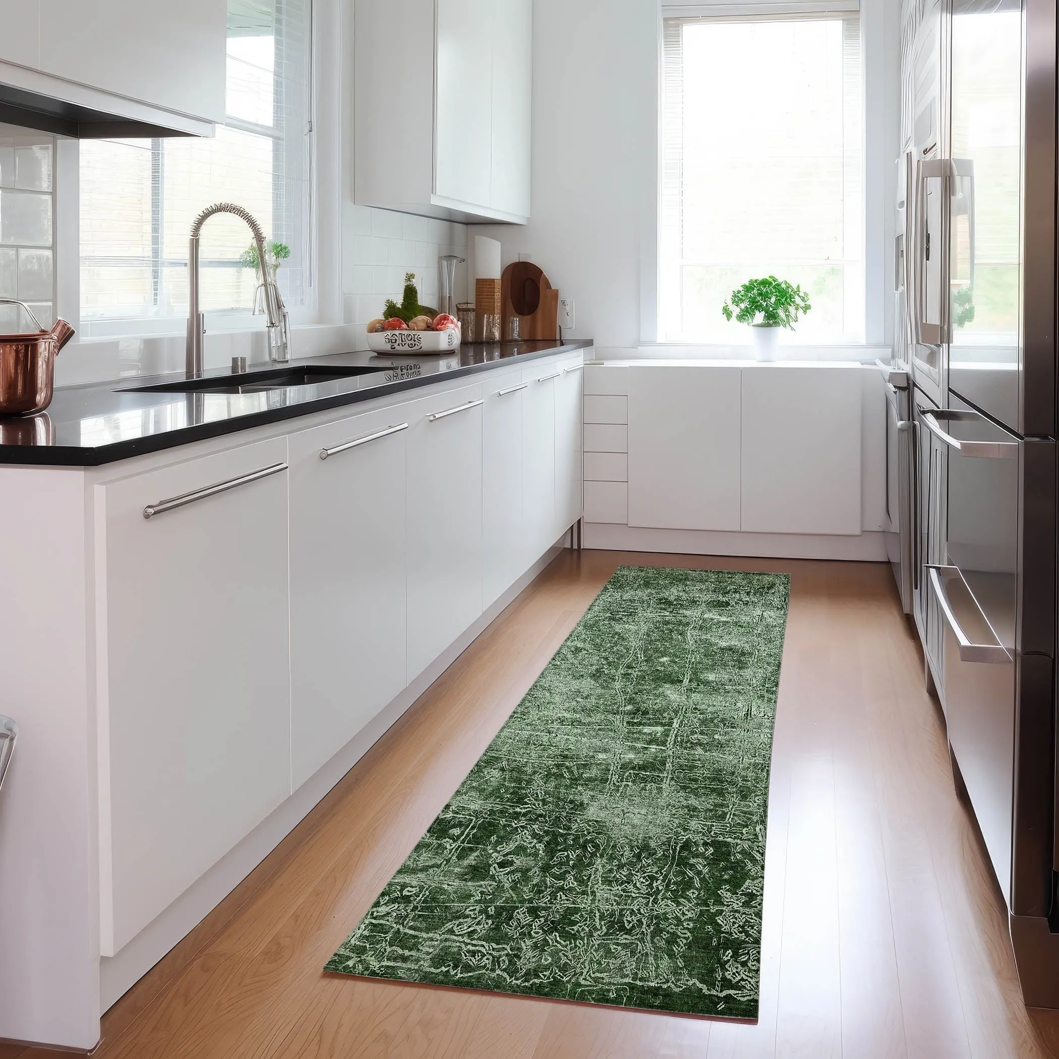 Machine Washable Indoor/ Outdoor Abstract Solid Chantille Rug