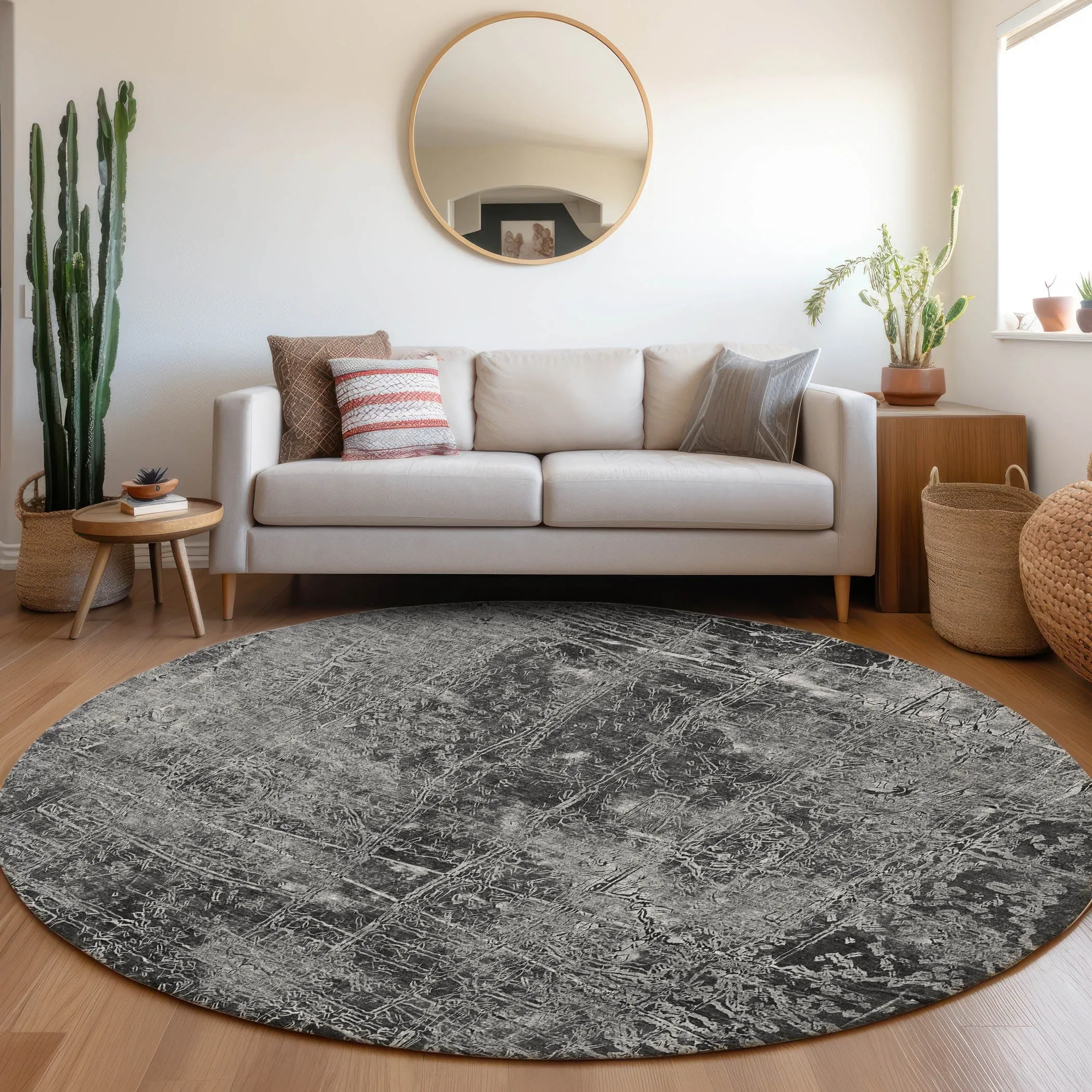 Machine Washable Indoor/ Outdoor Abstract Solid Chantille Rug