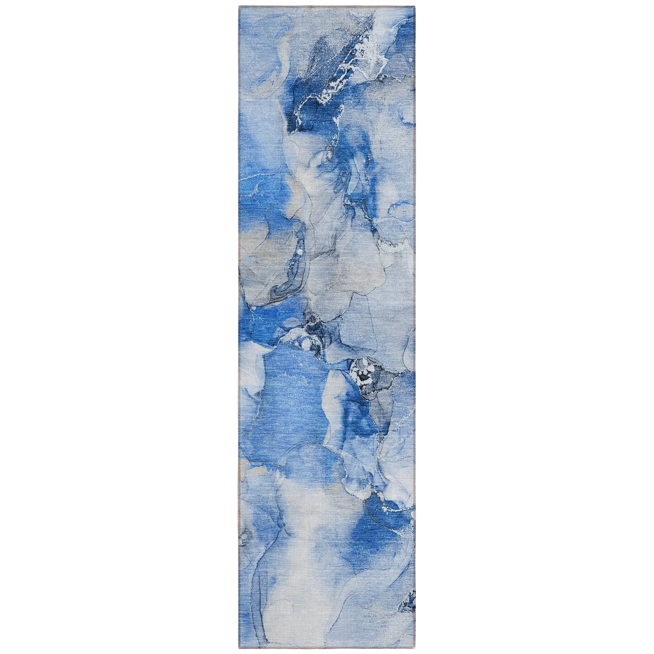 Machine Washable Indoor/ Outdoor Abstract Watercolor Chantille Rug