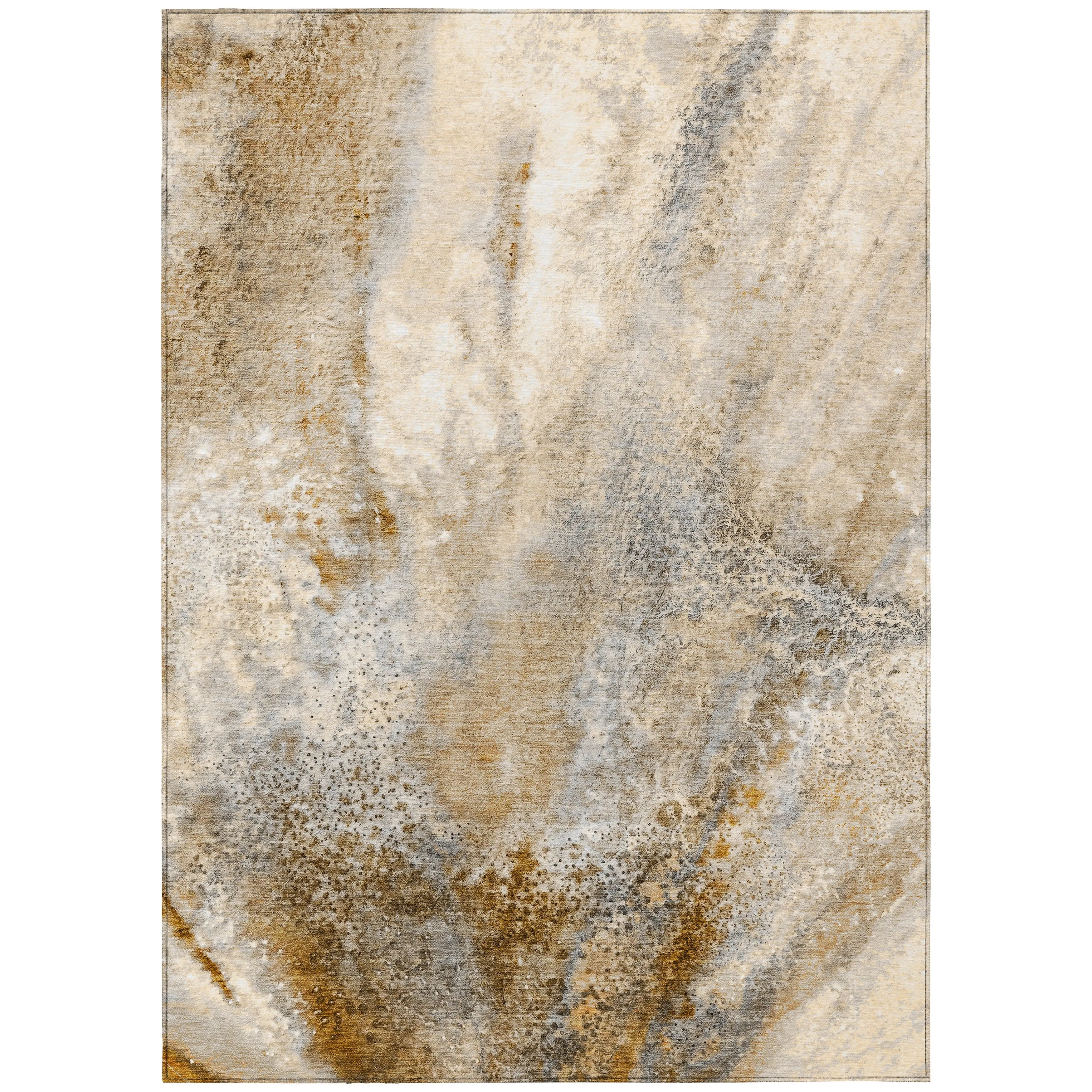 Machine Washable Indoor/ Outdoor Abstract Watercolor Chantille Rug