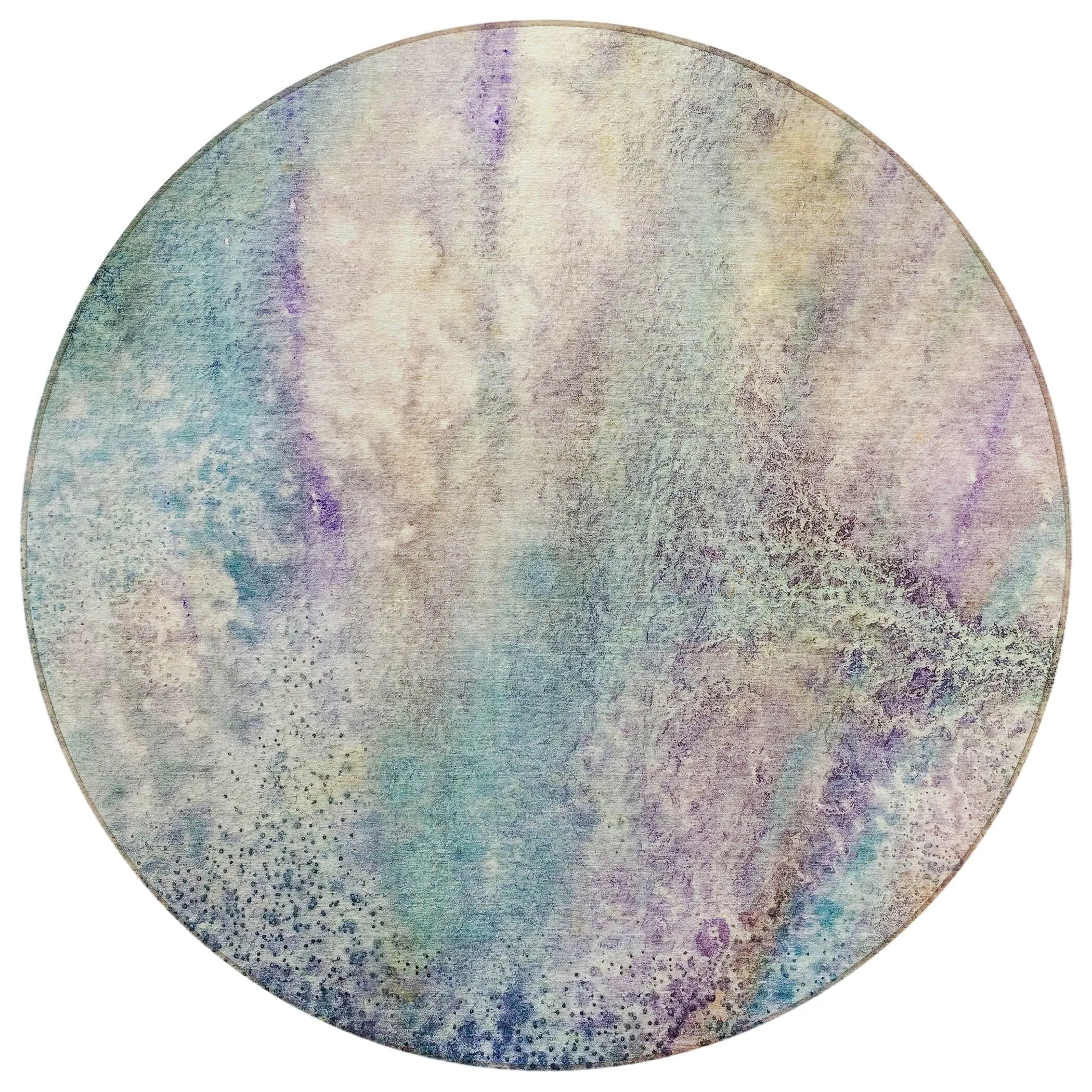 Machine Washable Indoor/ Outdoor Abstract Watercolor Chantille Rug