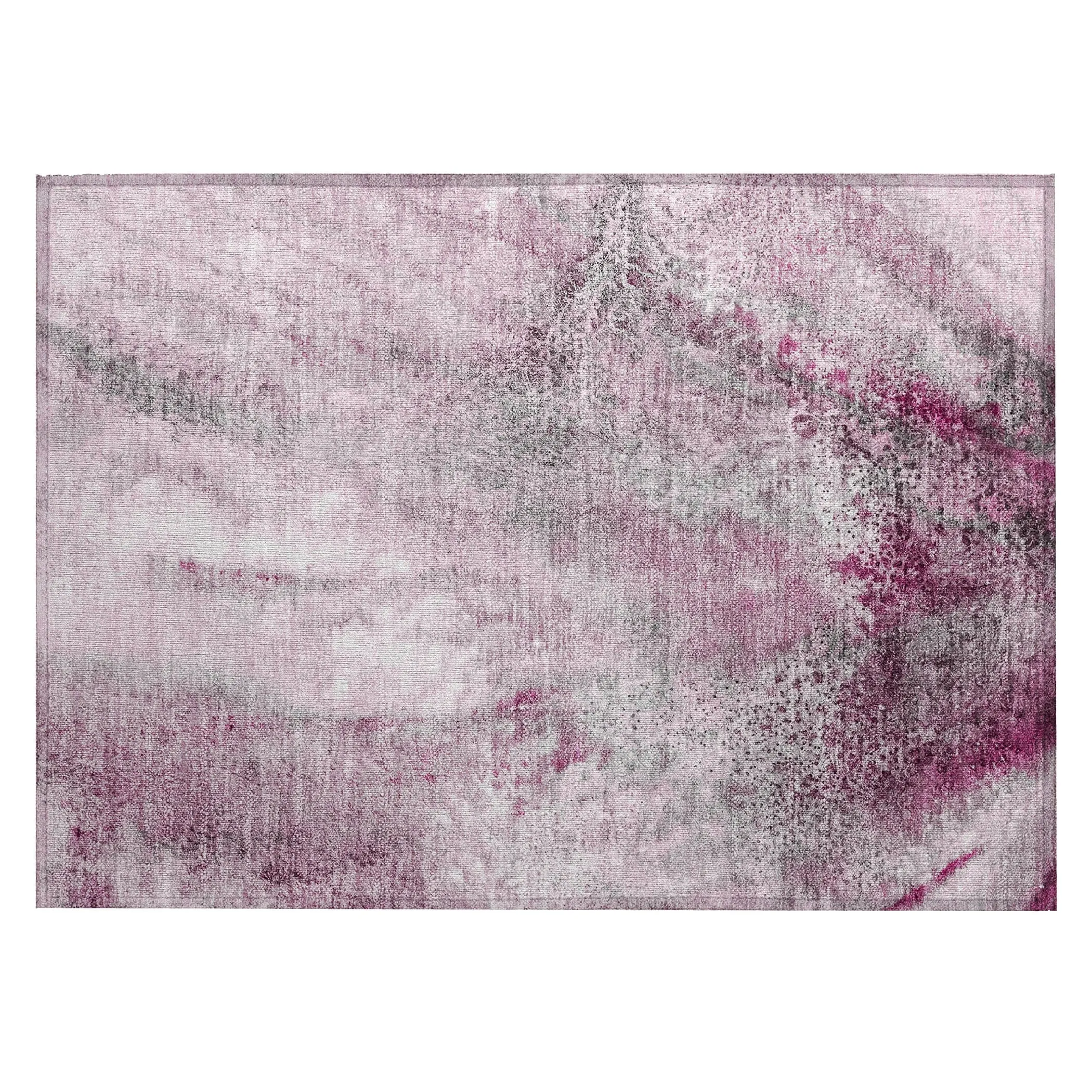Machine Washable Indoor/ Outdoor Abstract Watercolor Chantille Rug