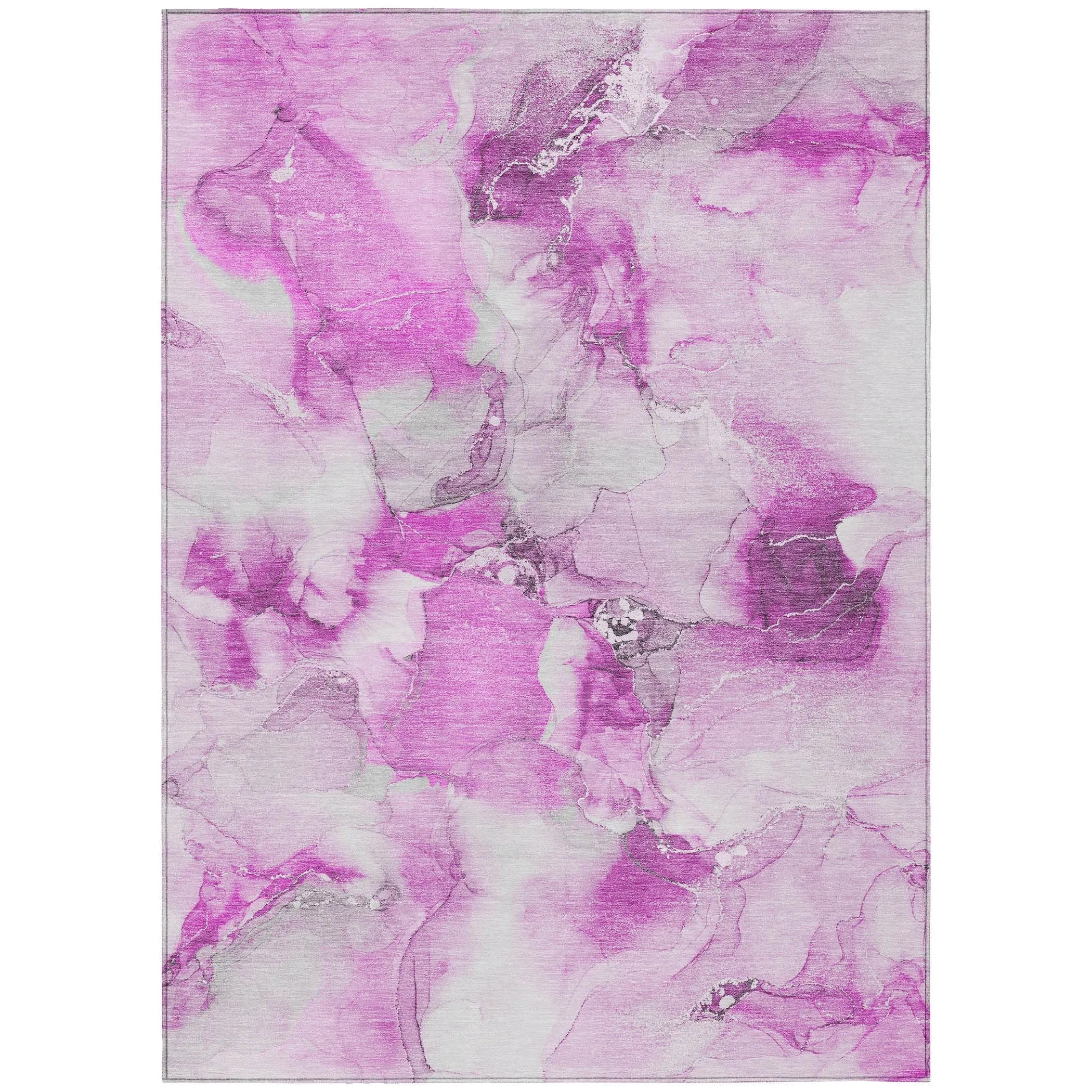Machine Washable Indoor/ Outdoor Abstract Watercolor Chantille Rug