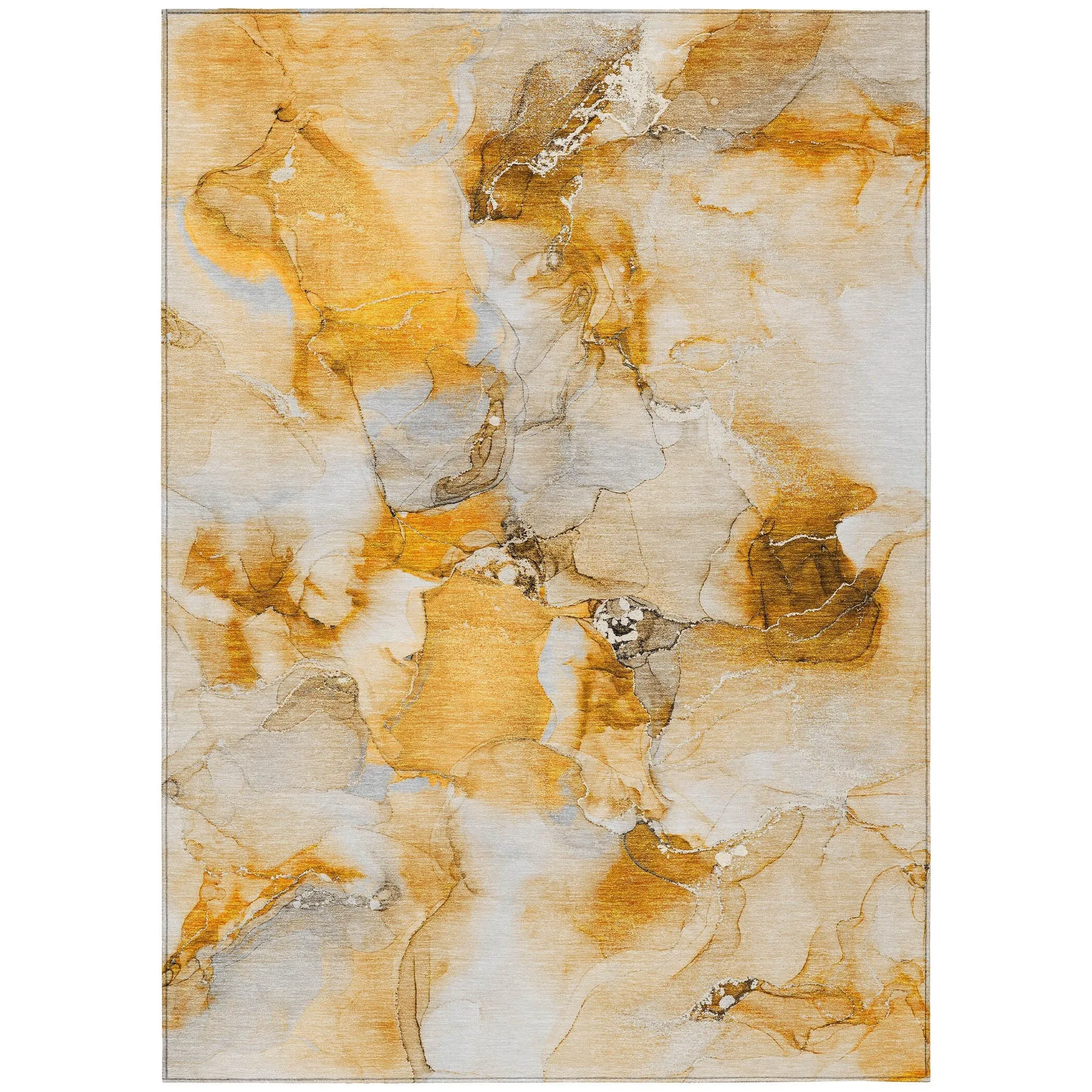 Machine Washable Indoor/ Outdoor Abstract Watercolor Chantille Rug