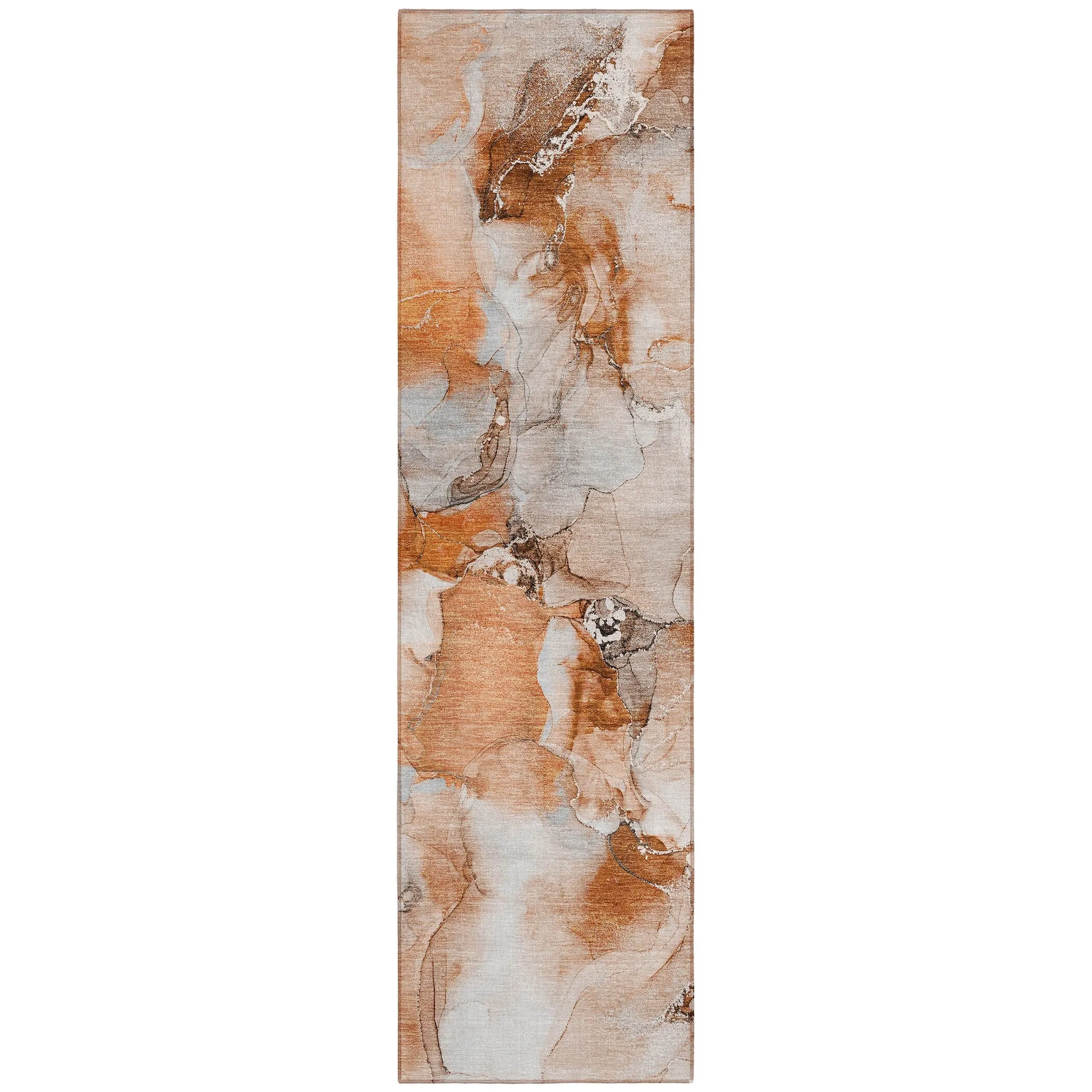 Machine Washable Indoor/ Outdoor Abstract Watercolor Chantille Rug