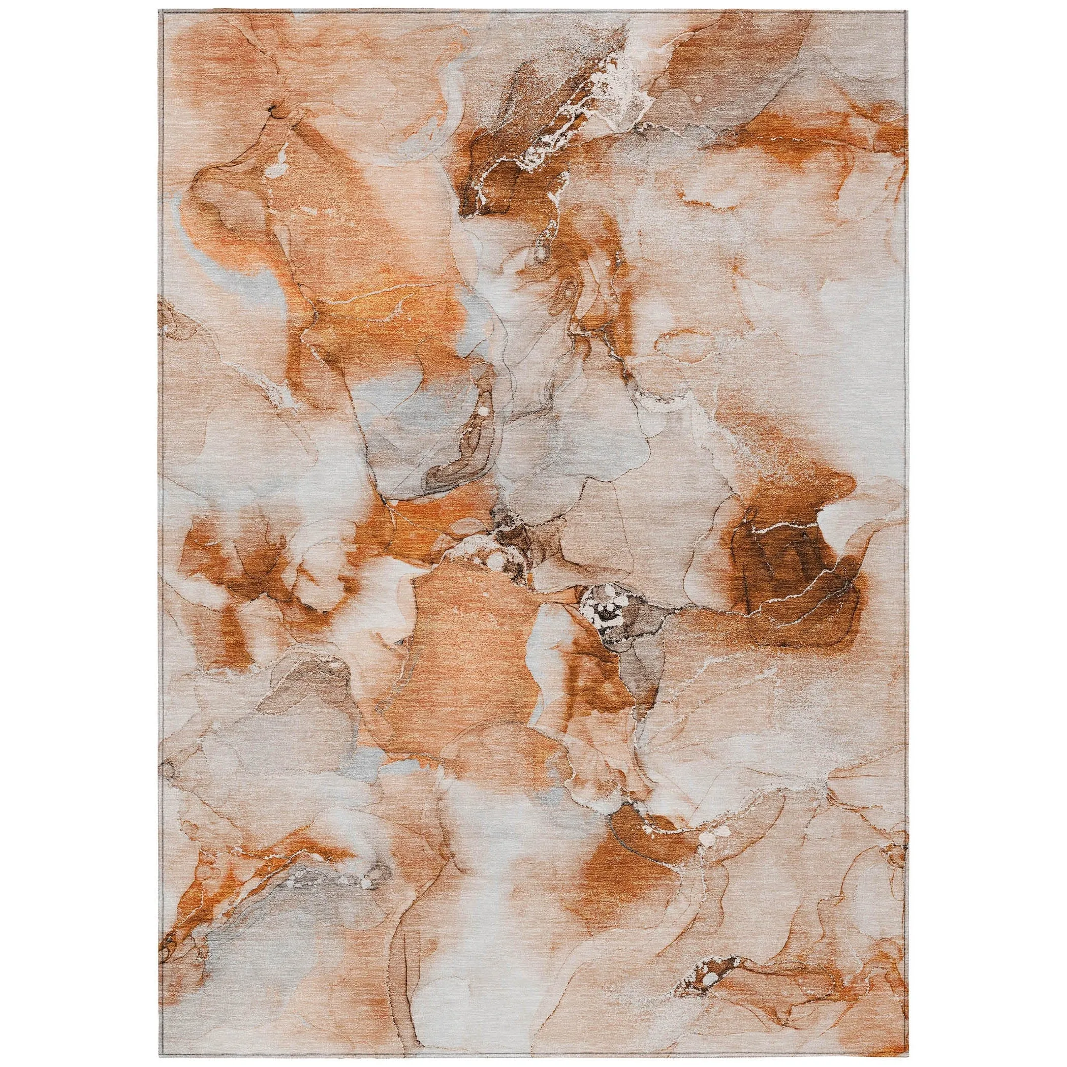 Machine Washable Indoor/ Outdoor Abstract Watercolor Chantille Rug
