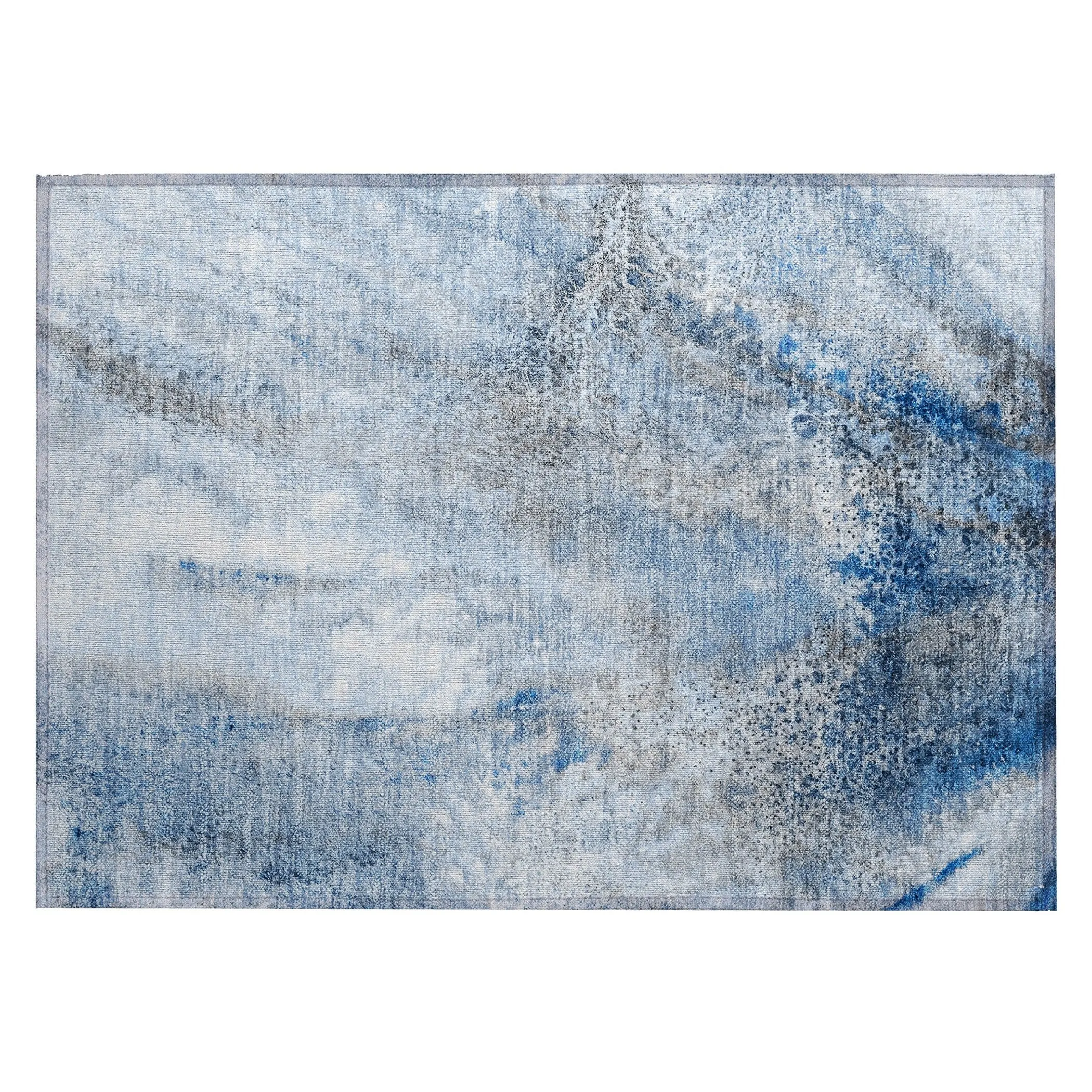 Machine Washable Indoor/ Outdoor Abstract Watercolor Chantille Rug