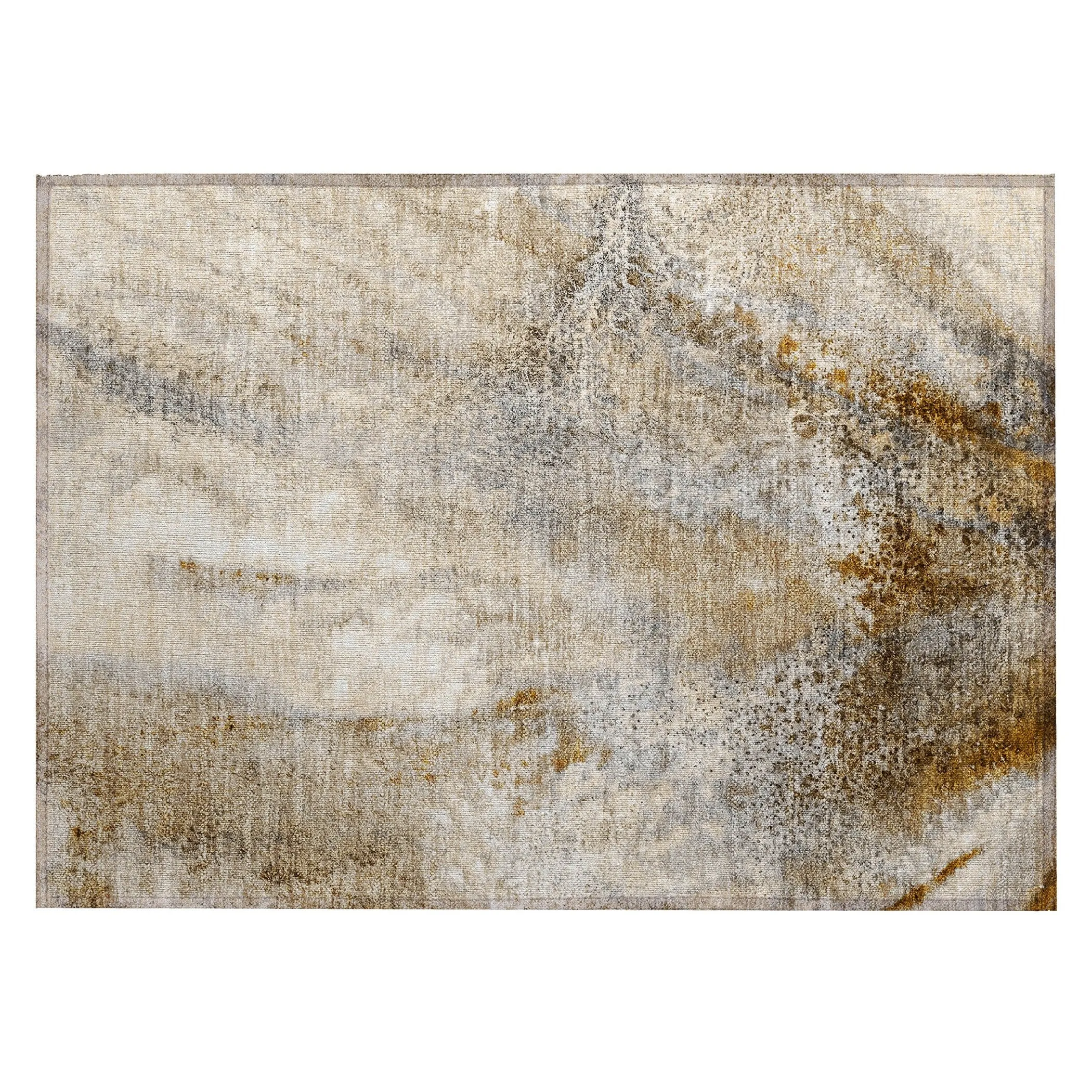 Machine Washable Indoor/ Outdoor Abstract Watercolor Chantille Rug