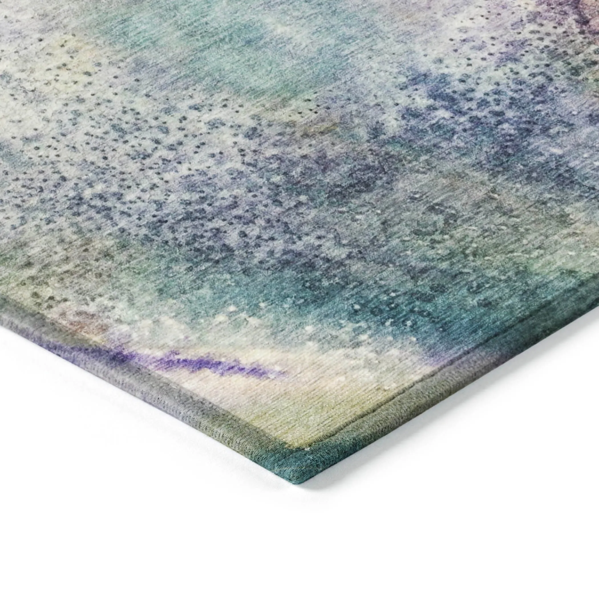 Machine Washable Indoor/ Outdoor Abstract Watercolor Chantille Rug