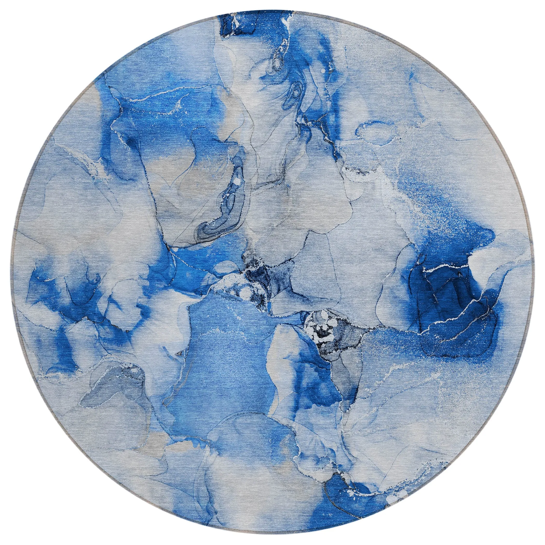 Machine Washable Indoor/ Outdoor Abstract Watercolor Chantille Rug