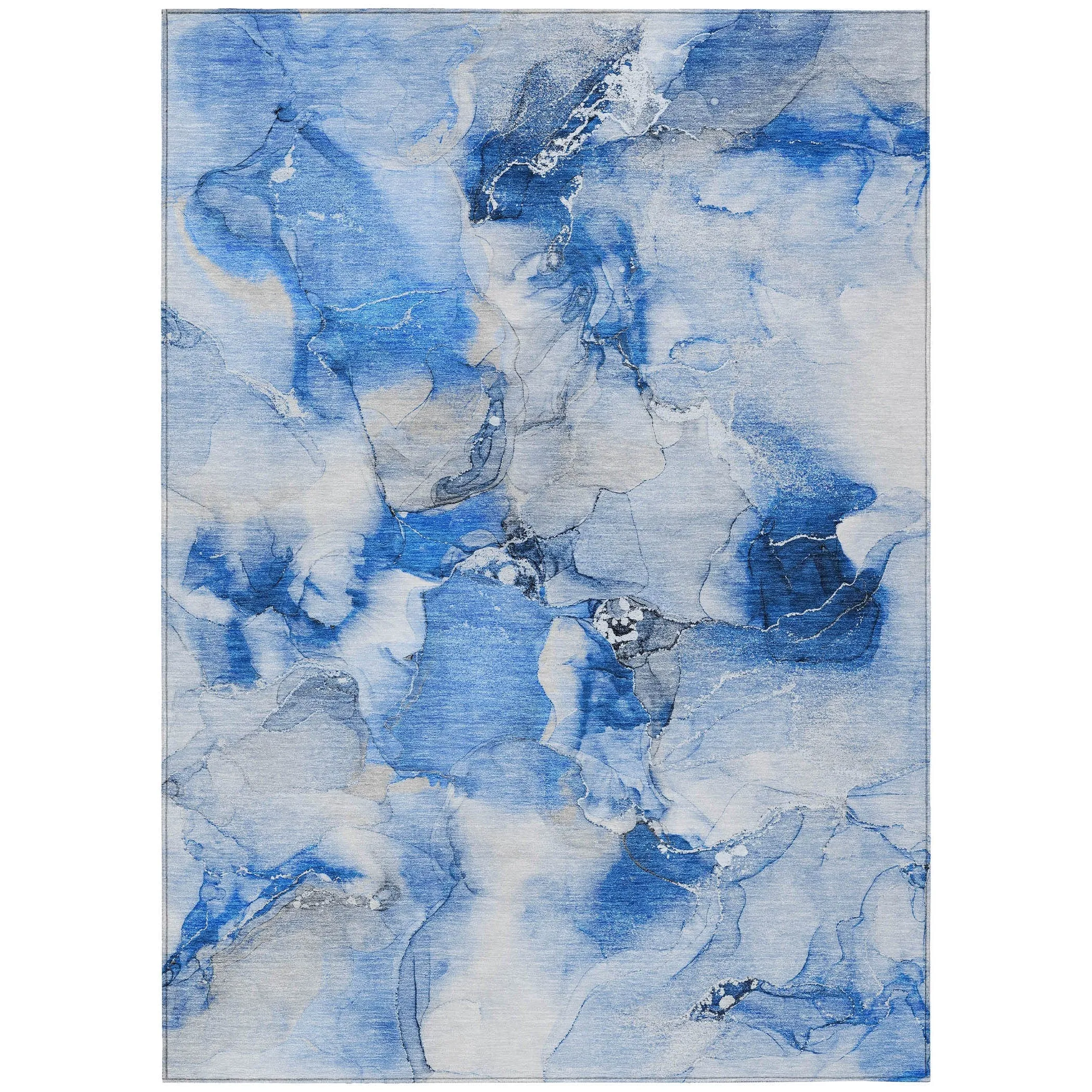 Machine Washable Indoor/ Outdoor Abstract Watercolor Chantille Rug