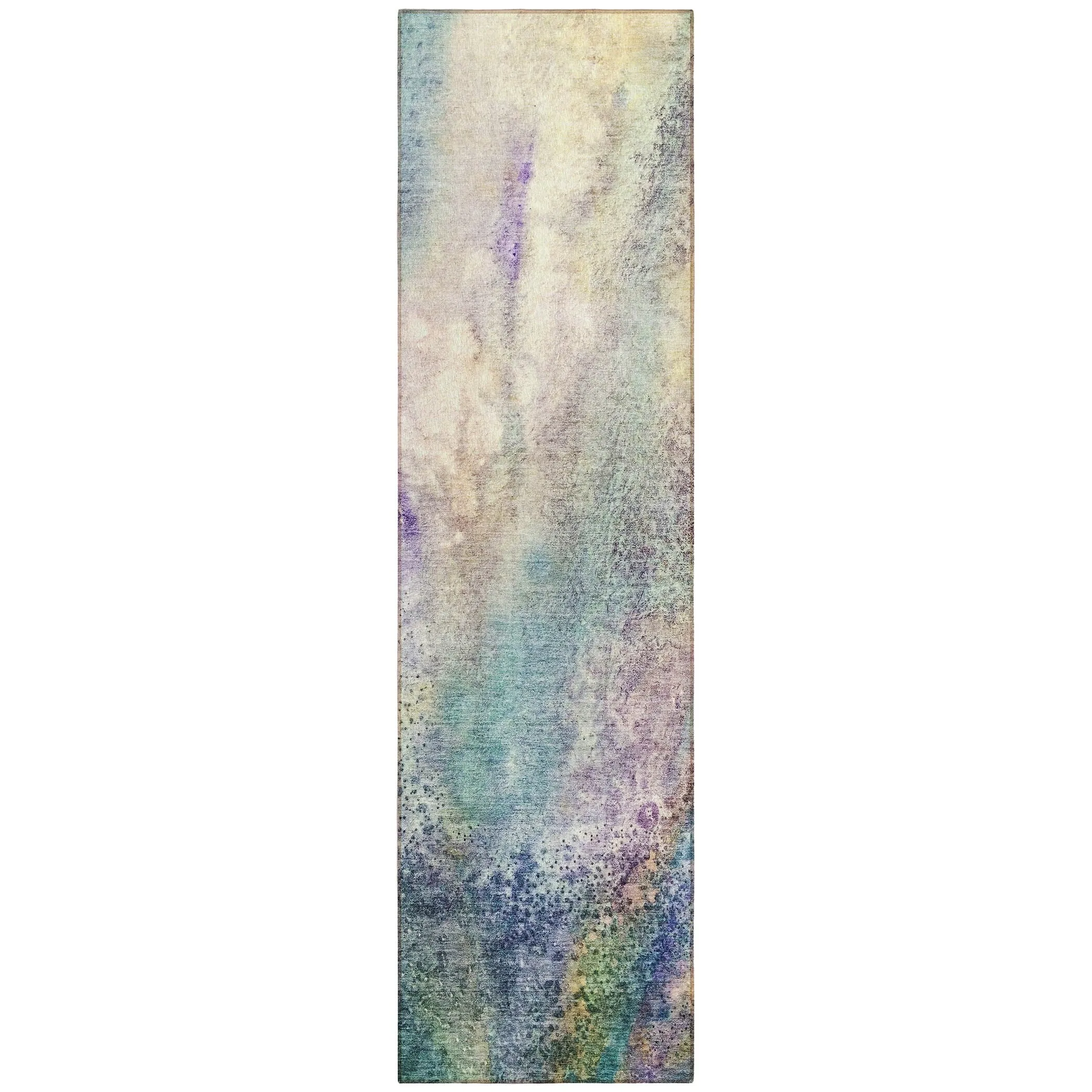 Machine Washable Indoor/ Outdoor Abstract Watercolor Chantille Rug