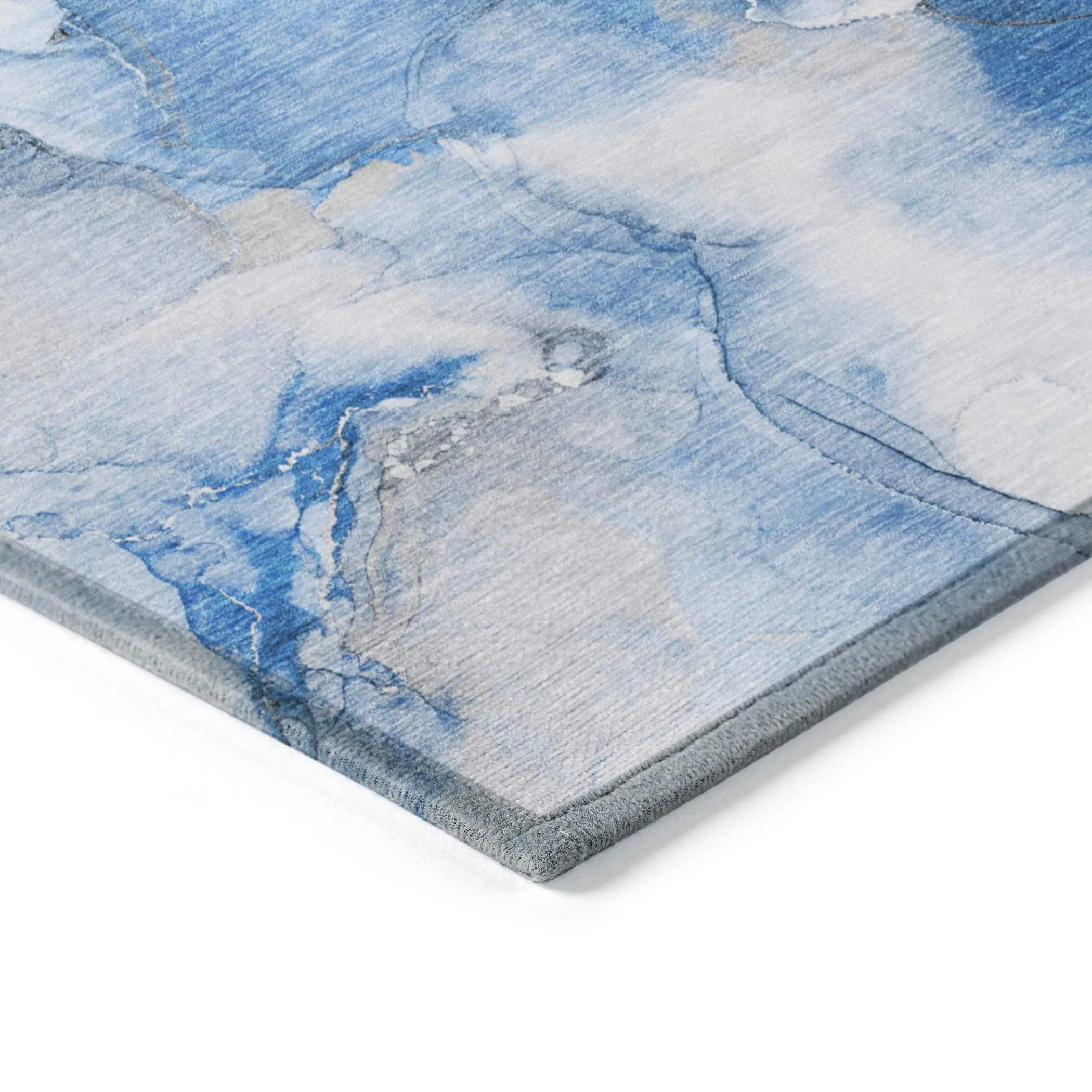 Machine Washable Indoor/ Outdoor Abstract Watercolor Chantille Rug