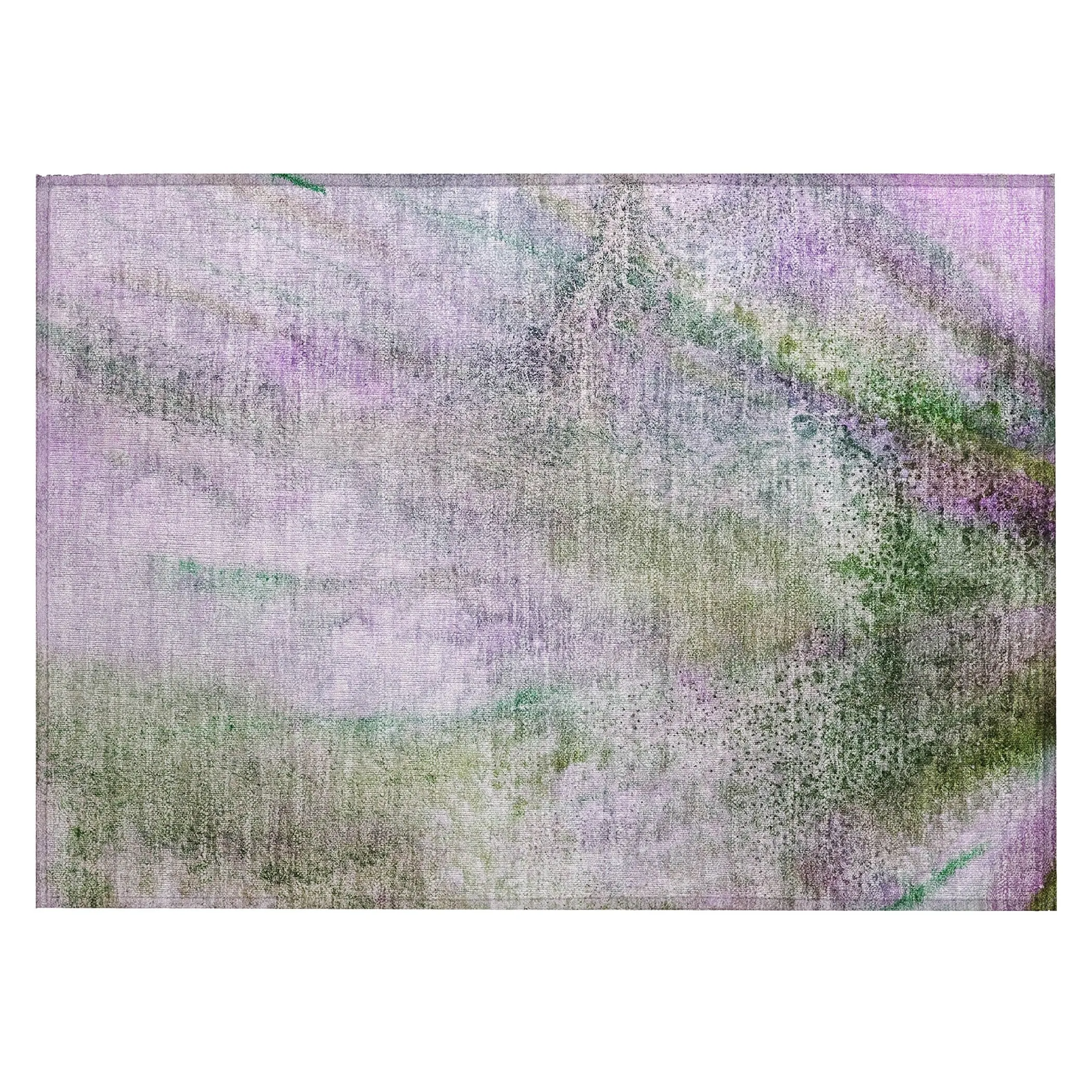 Machine Washable Indoor/ Outdoor Abstract Watercolor Chantille Rug