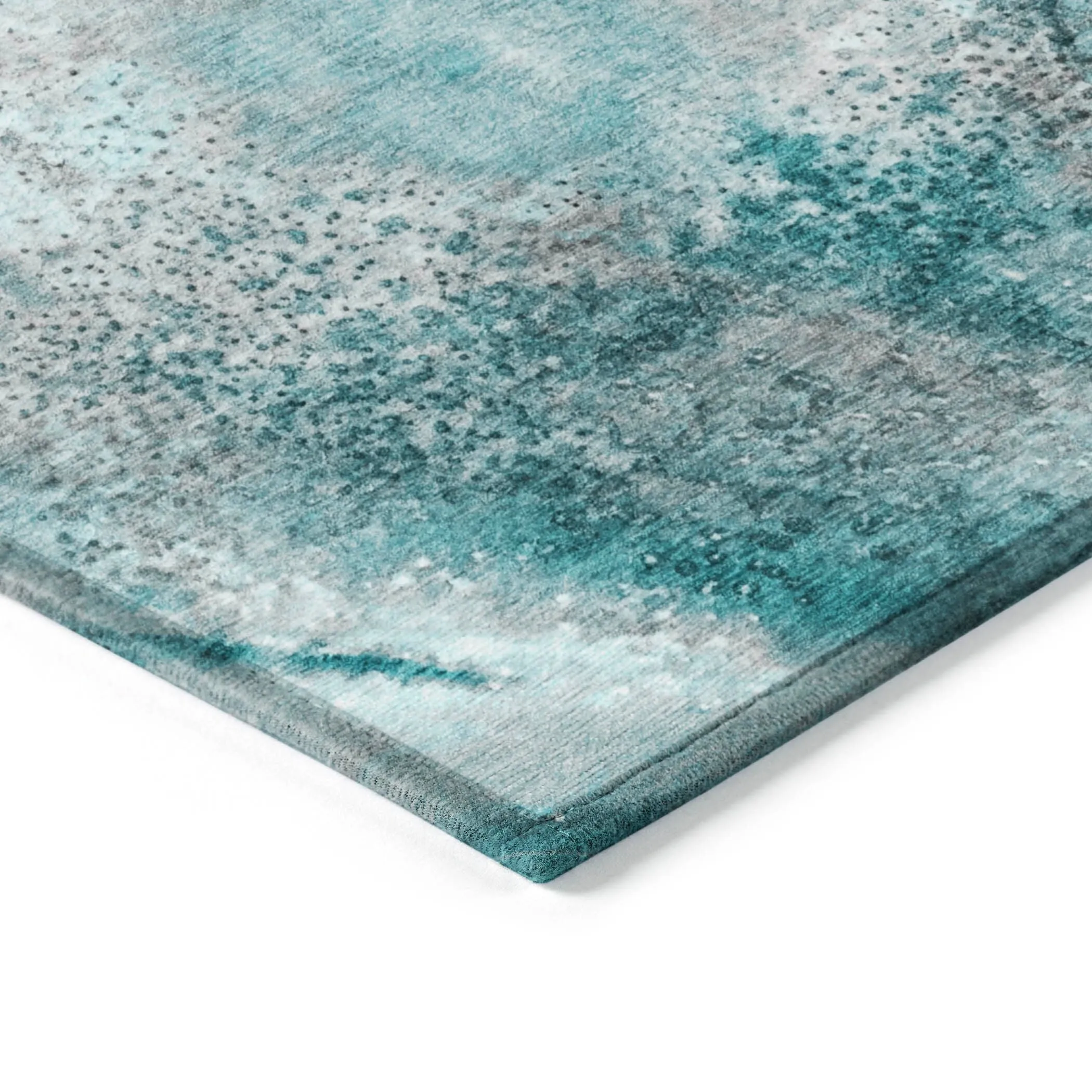 Machine Washable Indoor/ Outdoor Abstract Watercolor Chantille Rug