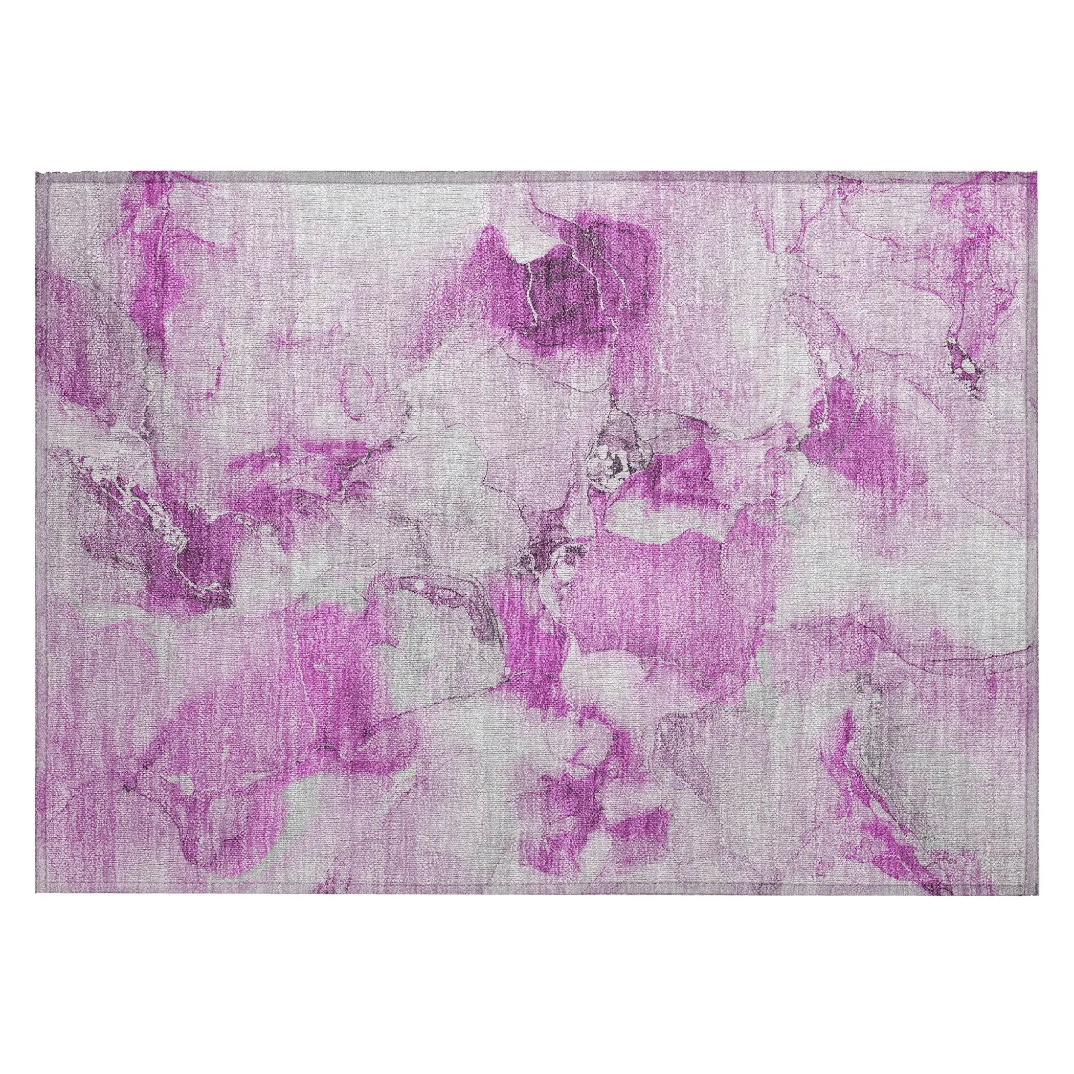 Machine Washable Indoor/ Outdoor Abstract Watercolor Chantille Rug