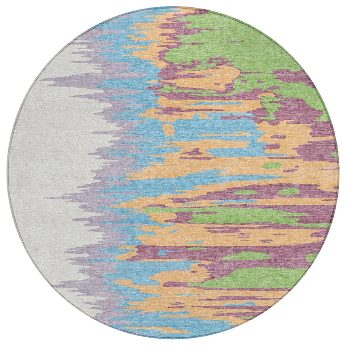 Machine Washable Indoor/ Outdoor Brushstrokes Ombre Chantille Rug