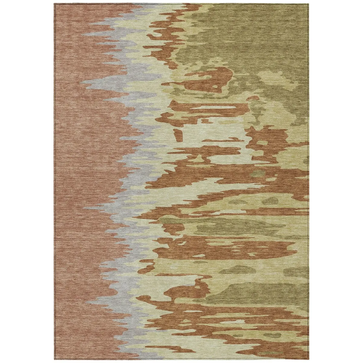 Machine Washable Indoor/ Outdoor Brushstrokes Ombre Chantille Rug