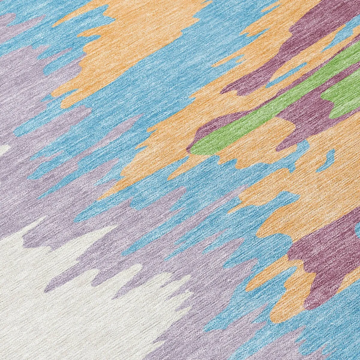 Machine Washable Indoor/ Outdoor Brushstrokes Ombre Chantille Rug
