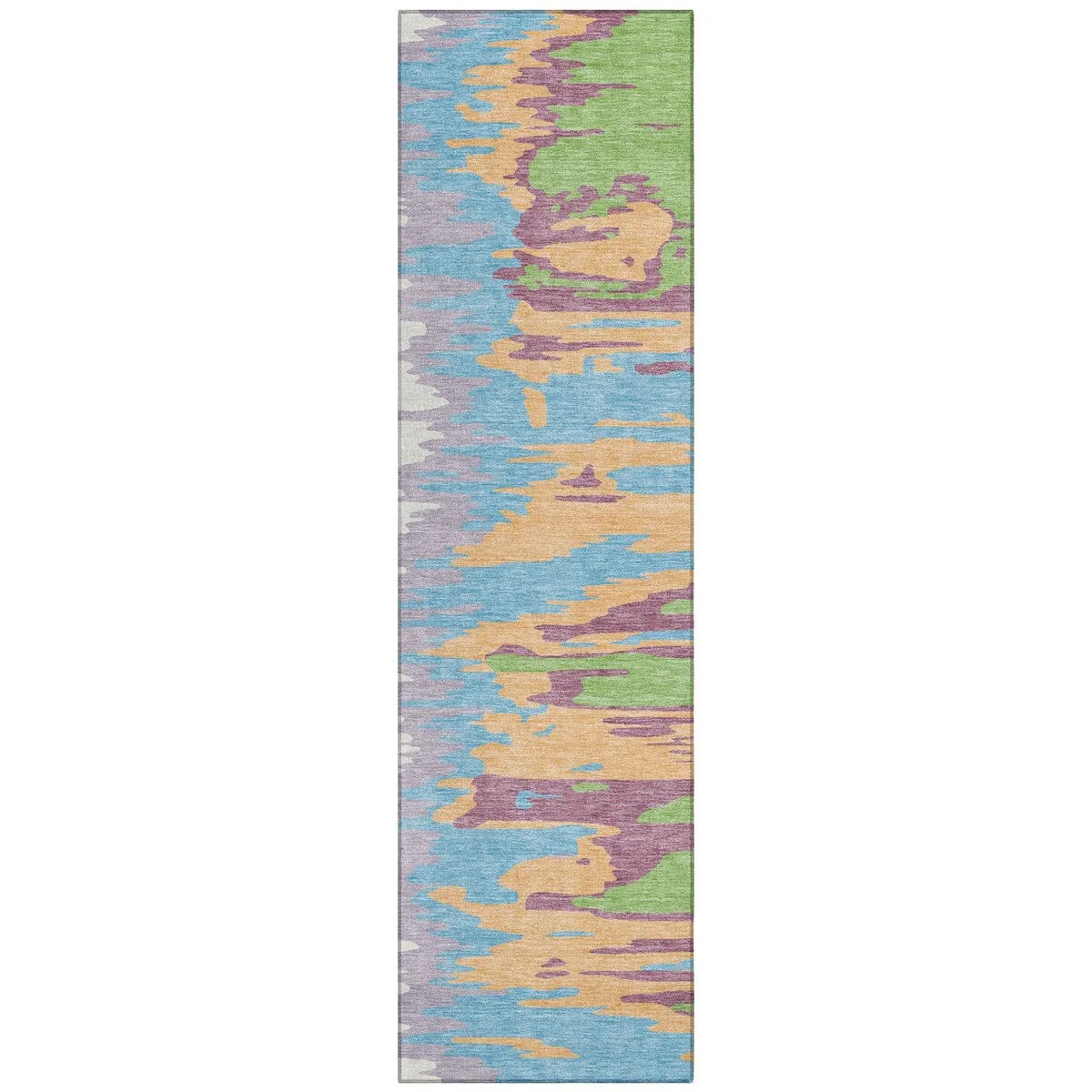 Machine Washable Indoor/ Outdoor Brushstrokes Ombre Chantille Rug