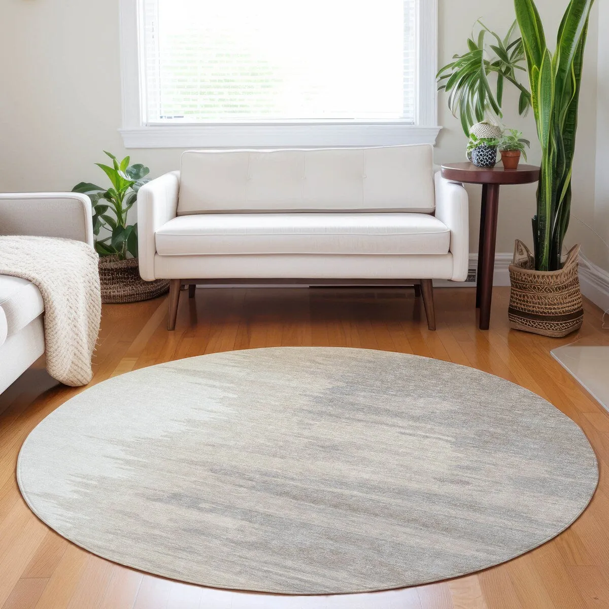 Machine Washable Indoor/ Outdoor Brushstrokes Ombre Chantille Rug
