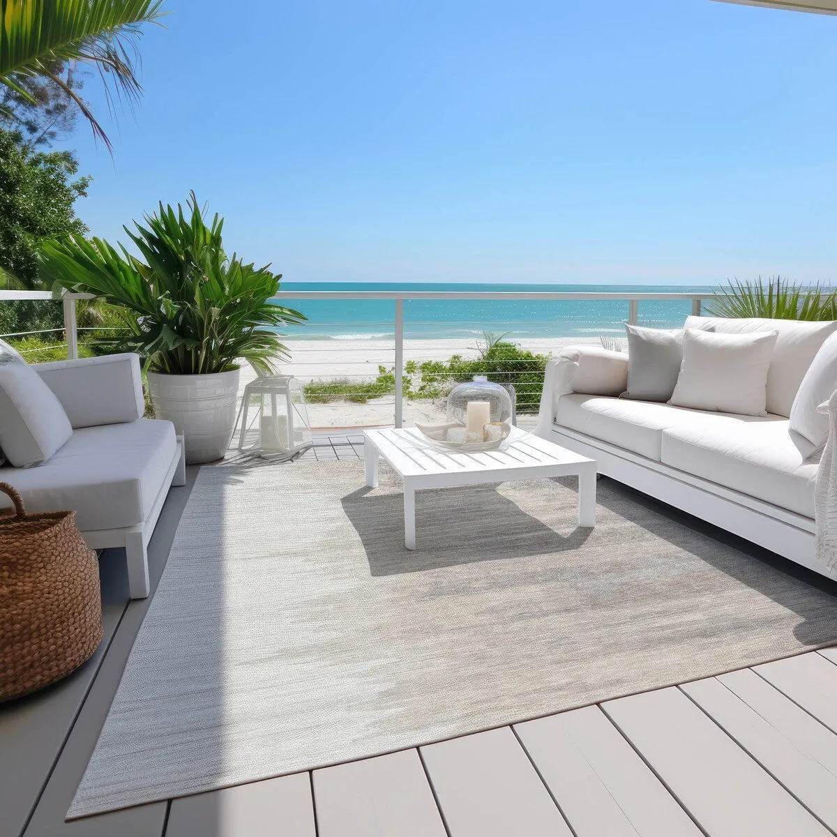 Machine Washable Indoor/ Outdoor Brushstrokes Ombre Chantille Rug