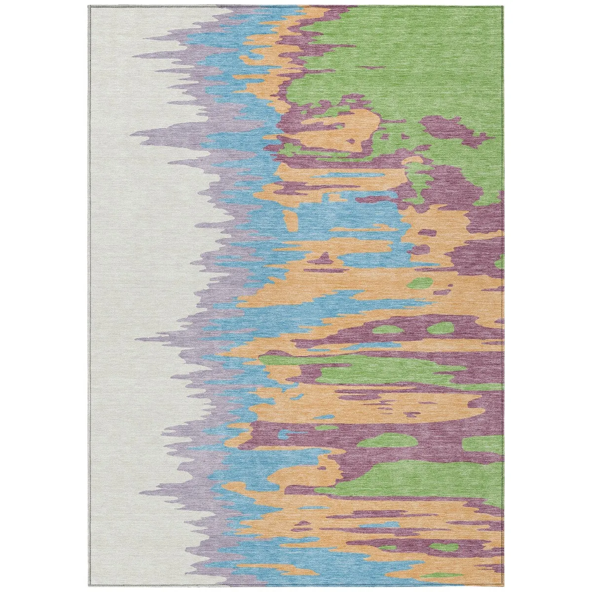 Machine Washable Indoor/ Outdoor Brushstrokes Ombre Chantille Rug