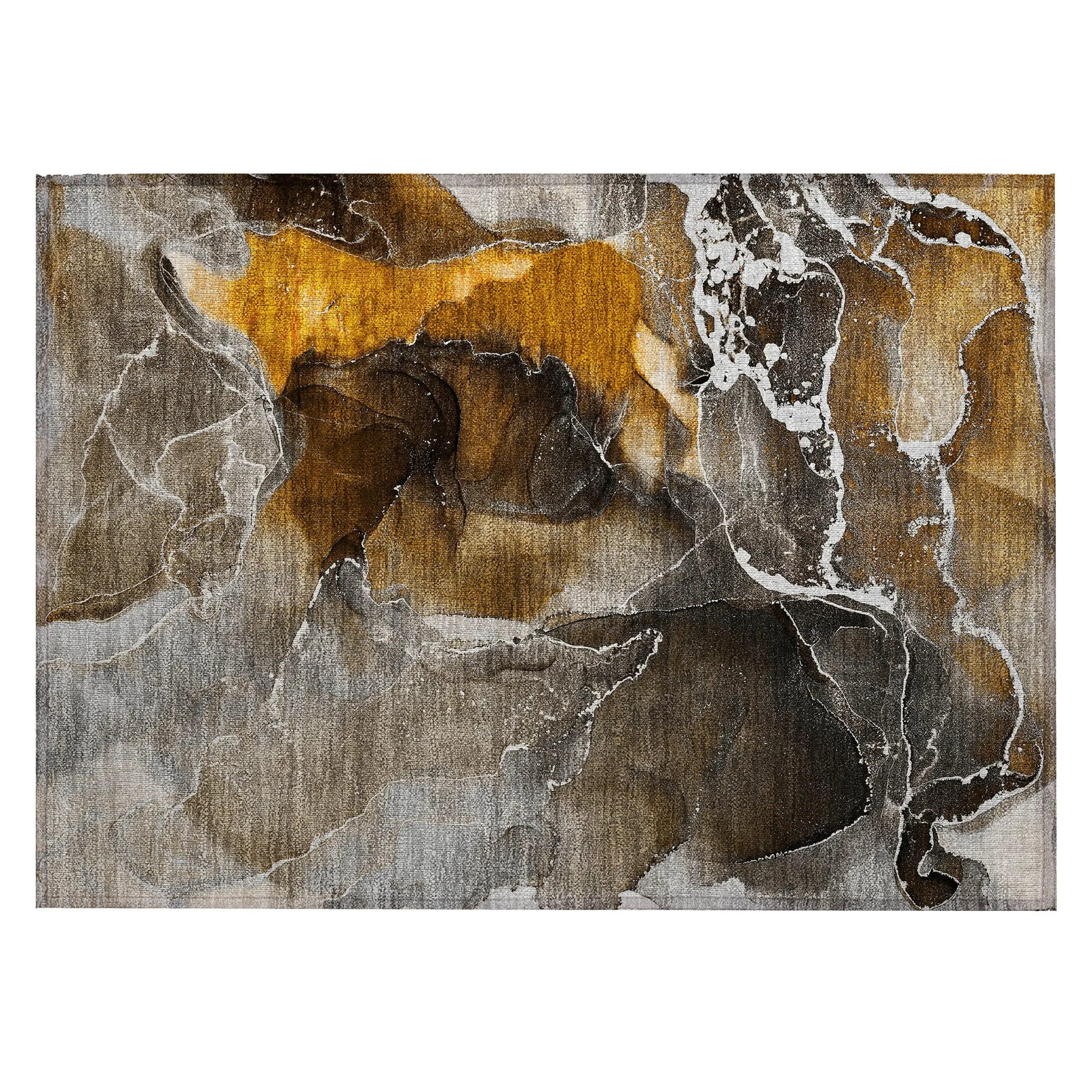 Machine Washable Indoor/ Outdoor Chantille Abstract Brown Rug