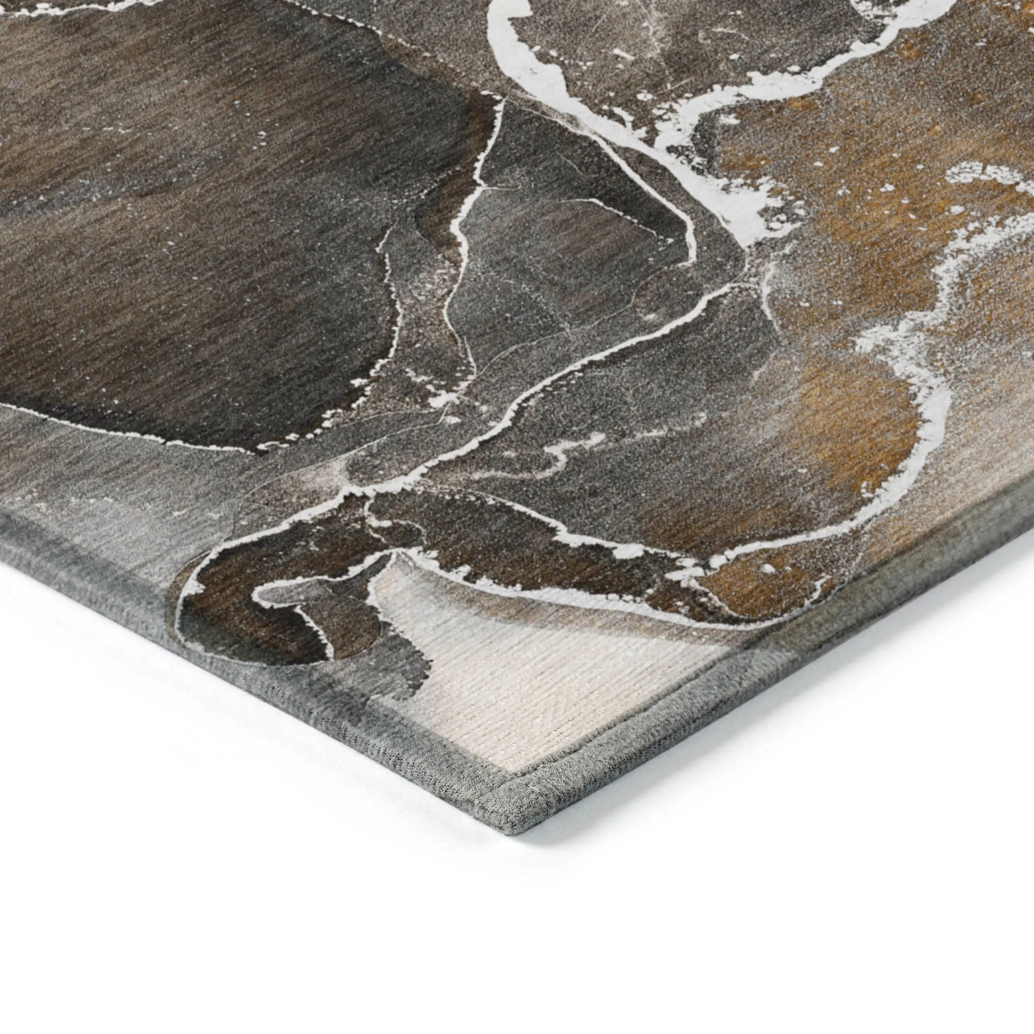 Machine Washable Indoor/ Outdoor Chantille Abstract Brown Rug