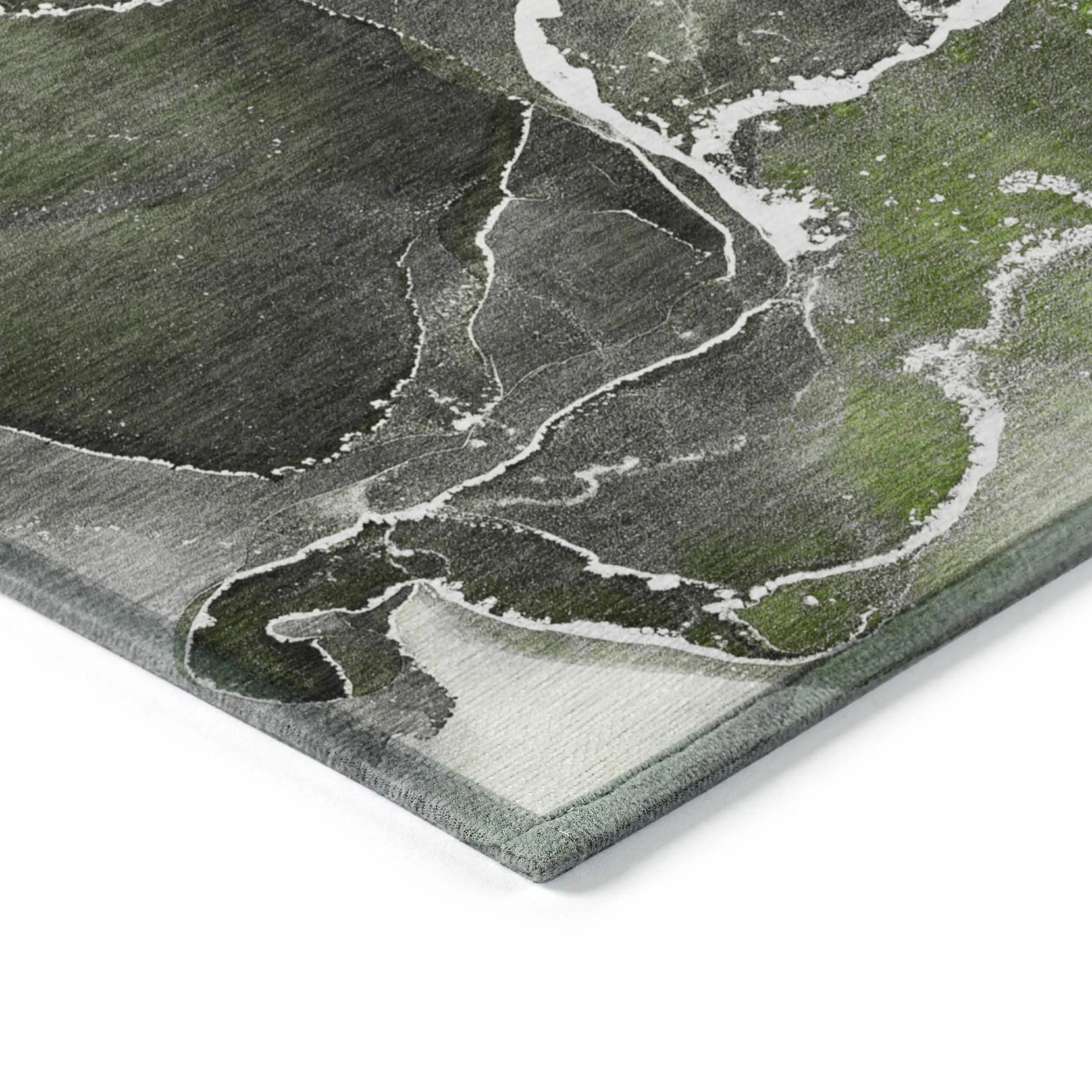 Machine Washable Indoor/ Outdoor Chantille Abstract Green Rug
