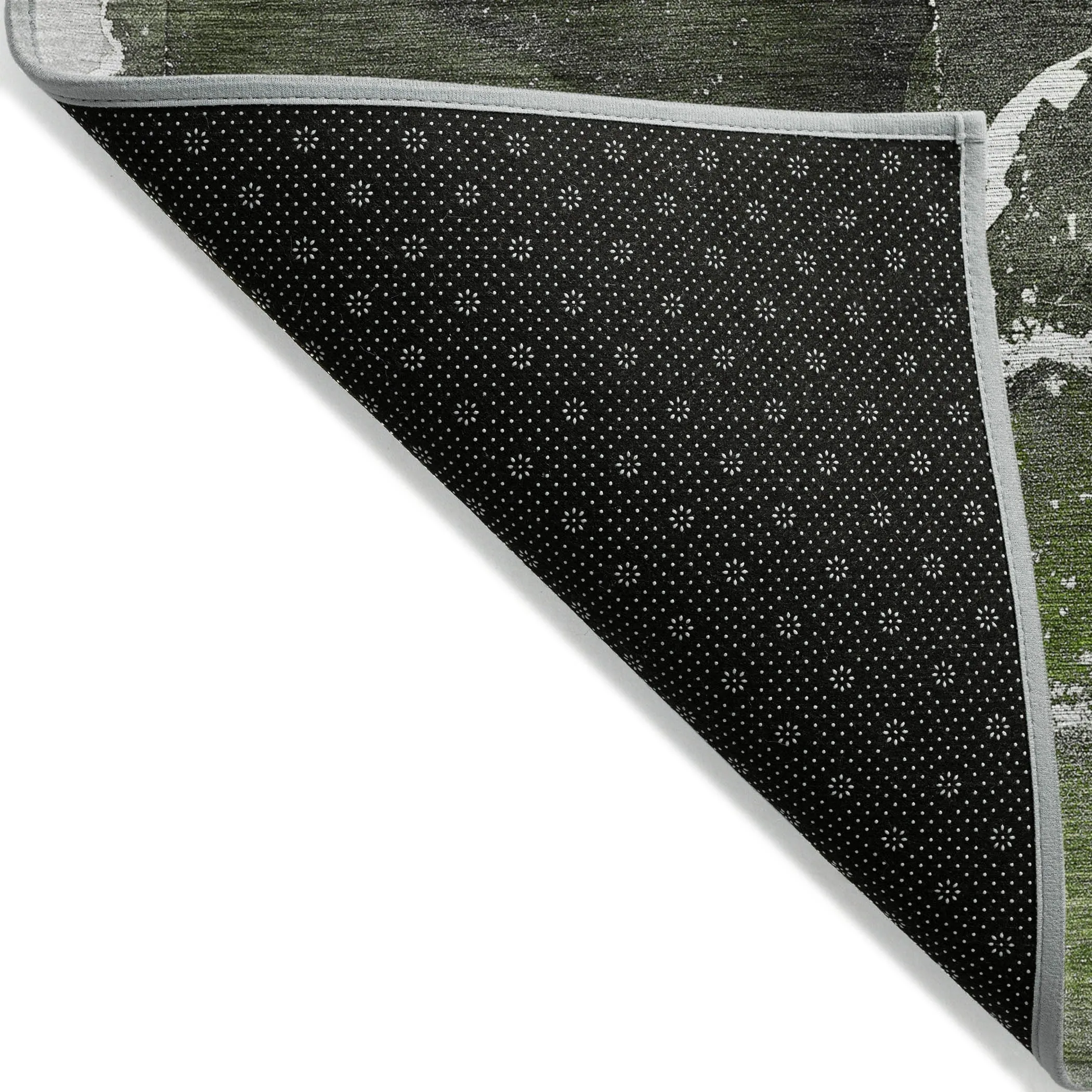 Machine Washable Indoor/ Outdoor Chantille Abstract Green Rug