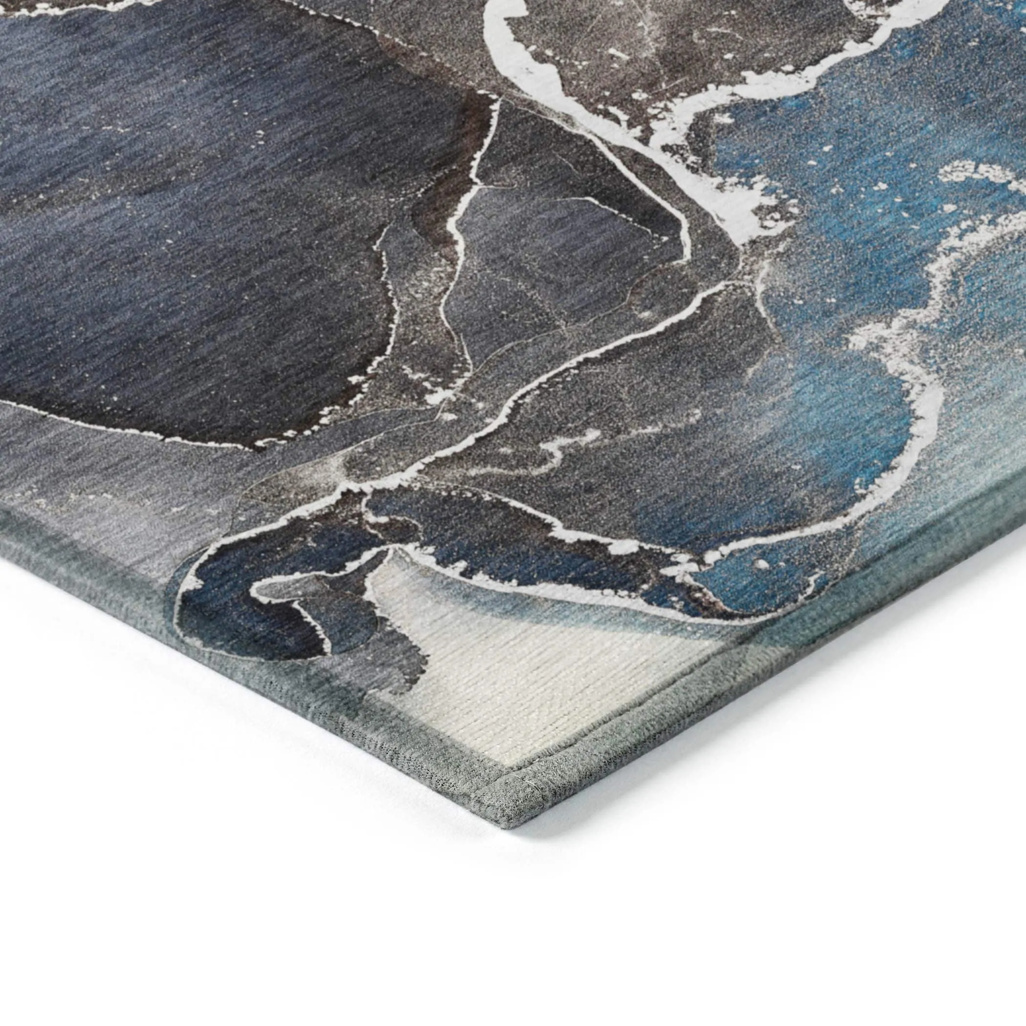 Machine Washable Indoor/ Outdoor Chantille Abstract Navy Rug