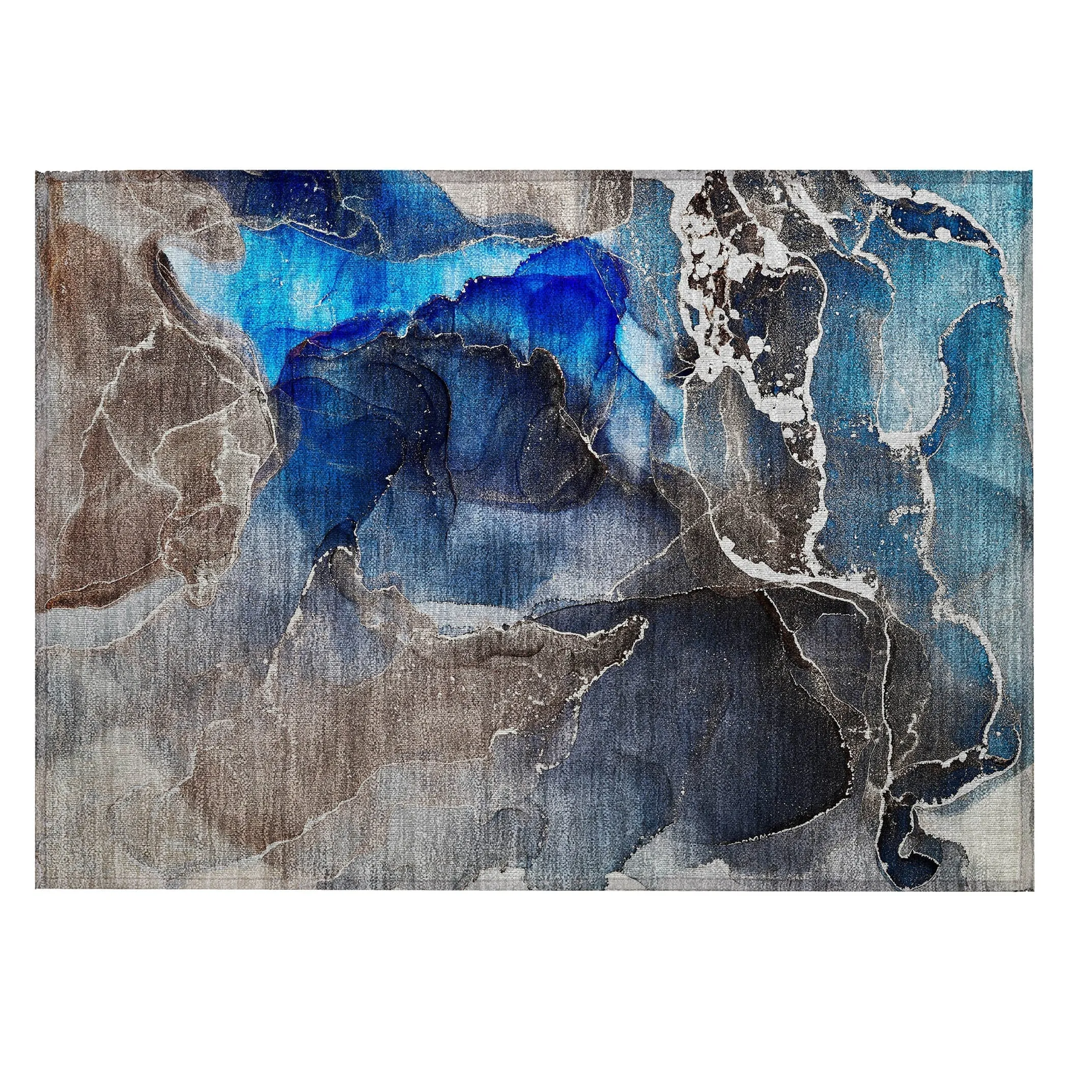 Machine Washable Indoor/ Outdoor Chantille Abstract Navy Rug