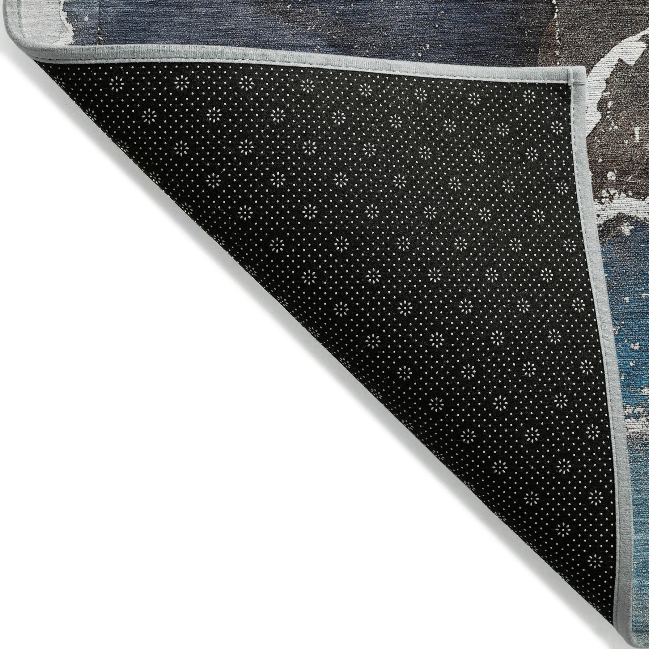 Machine Washable Indoor/ Outdoor Chantille Abstract Navy Rug