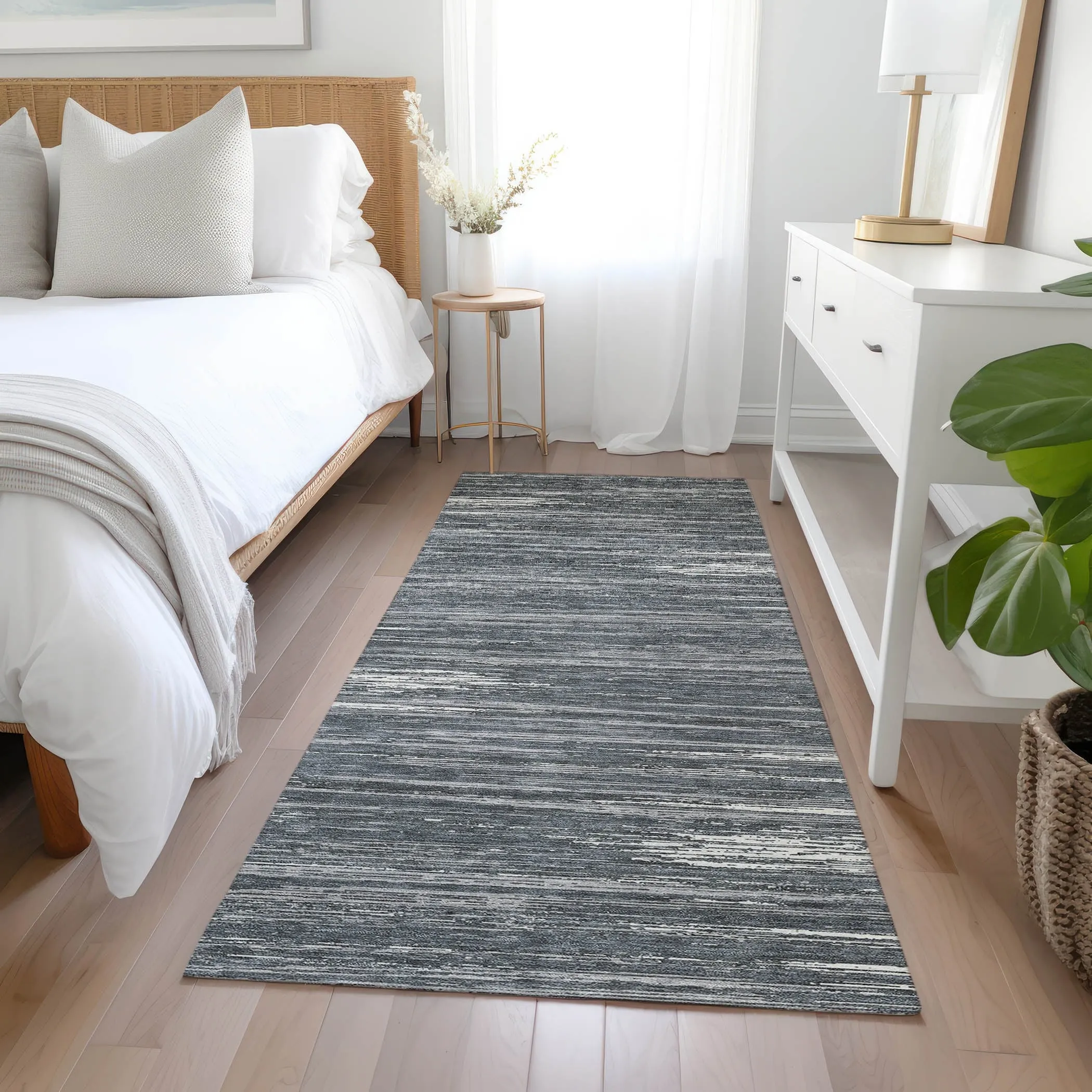Machine Washable Indoor/ Outdoor Chantille Abstract Stripe Rug
