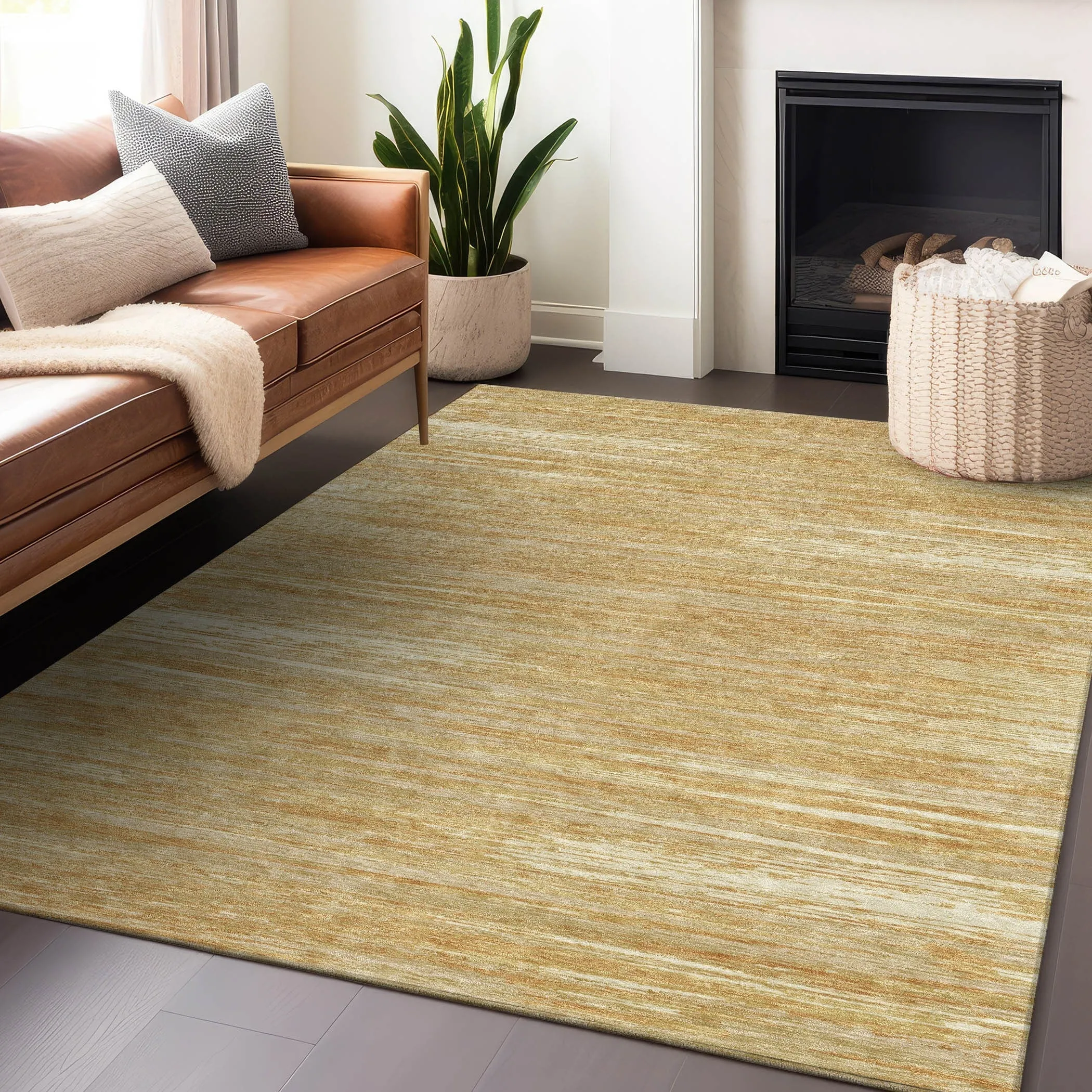 Machine Washable Indoor/ Outdoor Chantille Abstract Stripe Rug