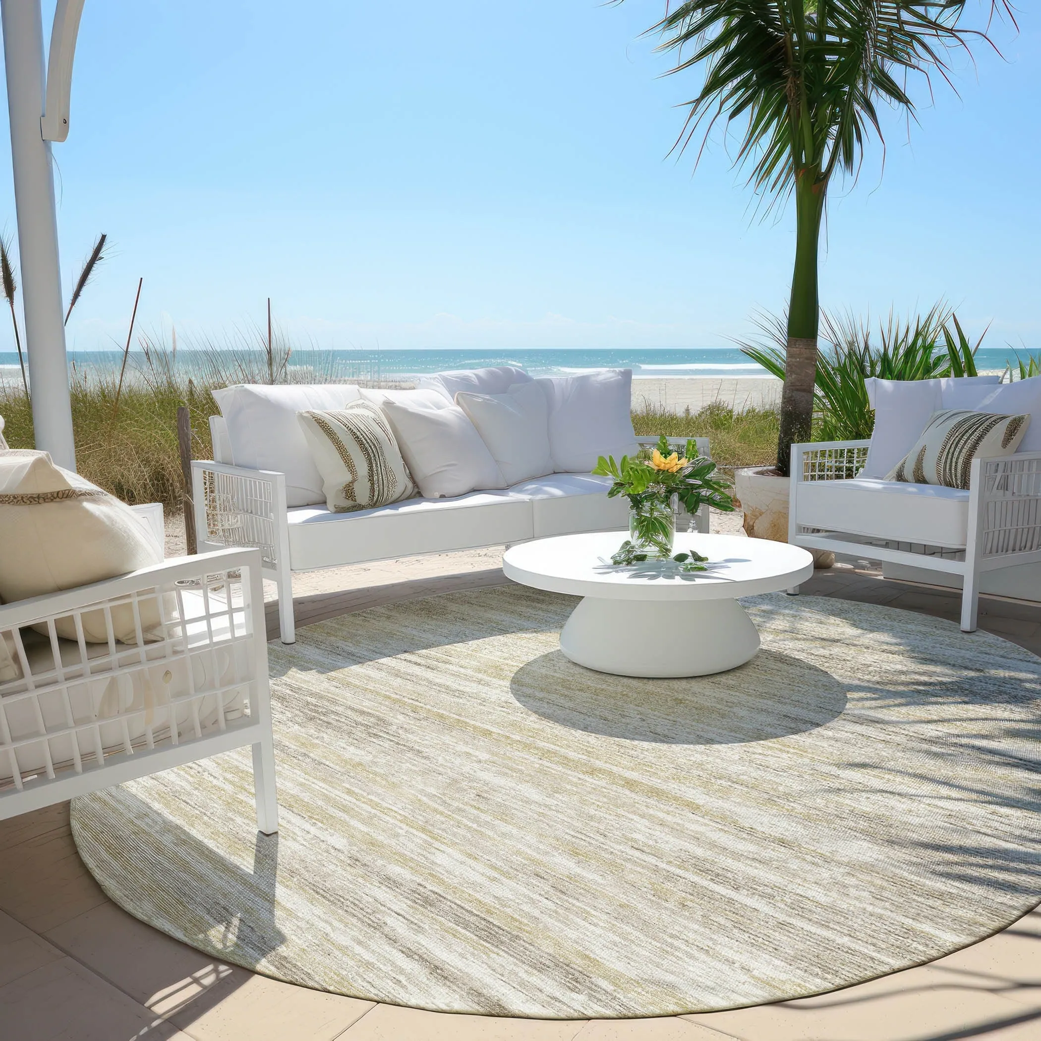 Machine Washable Indoor/ Outdoor Chantille Abstract Stripe Rug