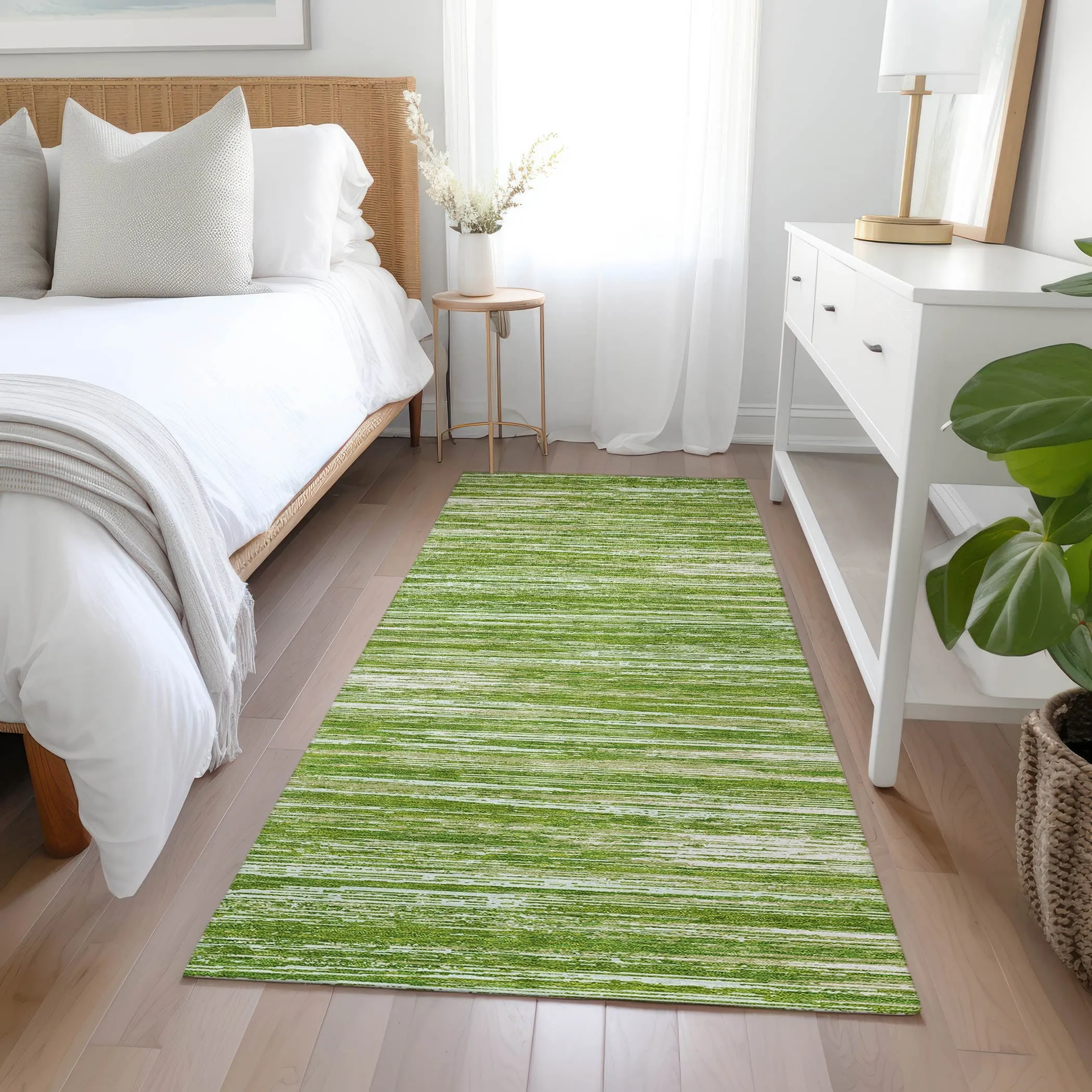 Machine Washable Indoor/ Outdoor Chantille Abstract Stripe Rug
