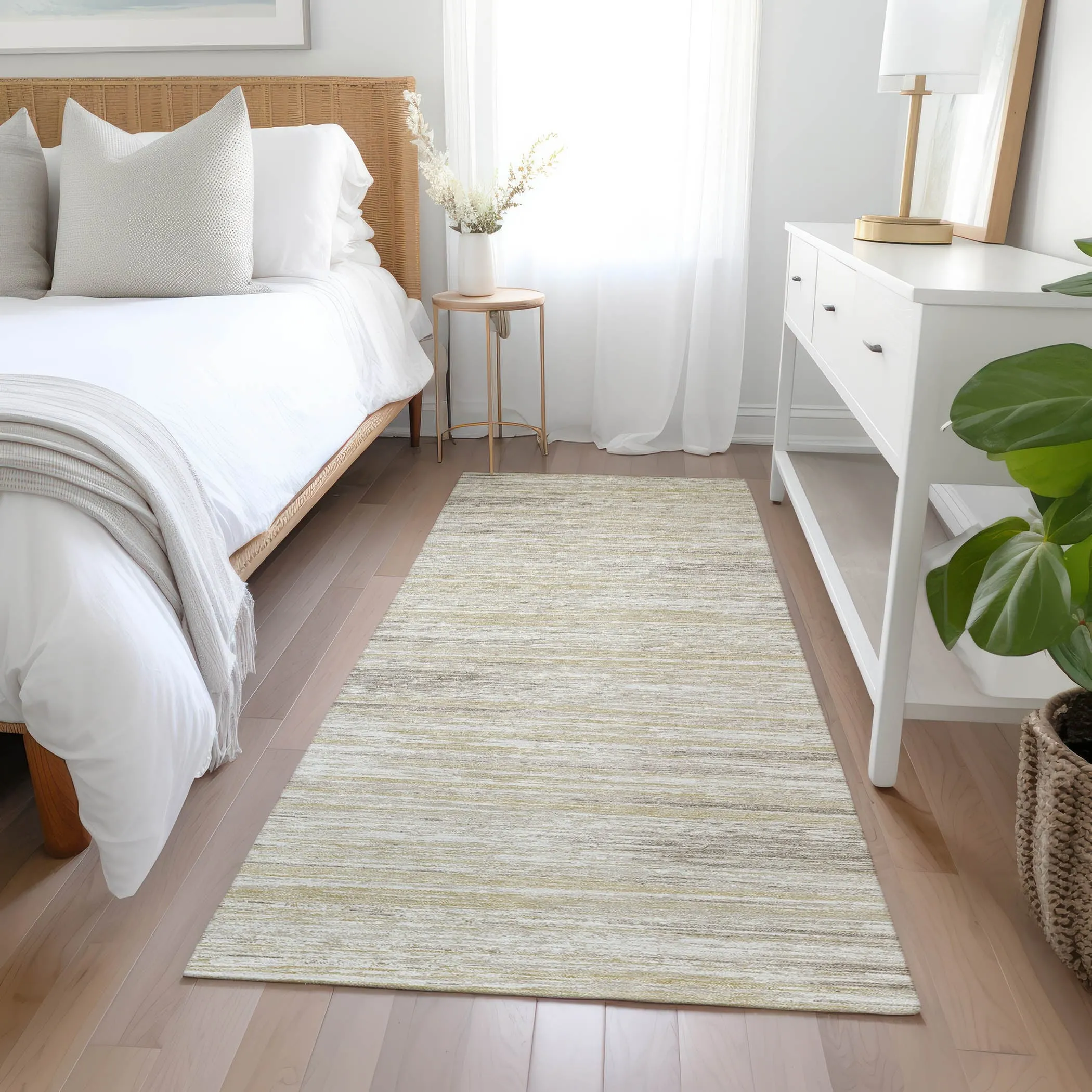 Machine Washable Indoor/ Outdoor Chantille Abstract Stripe Rug