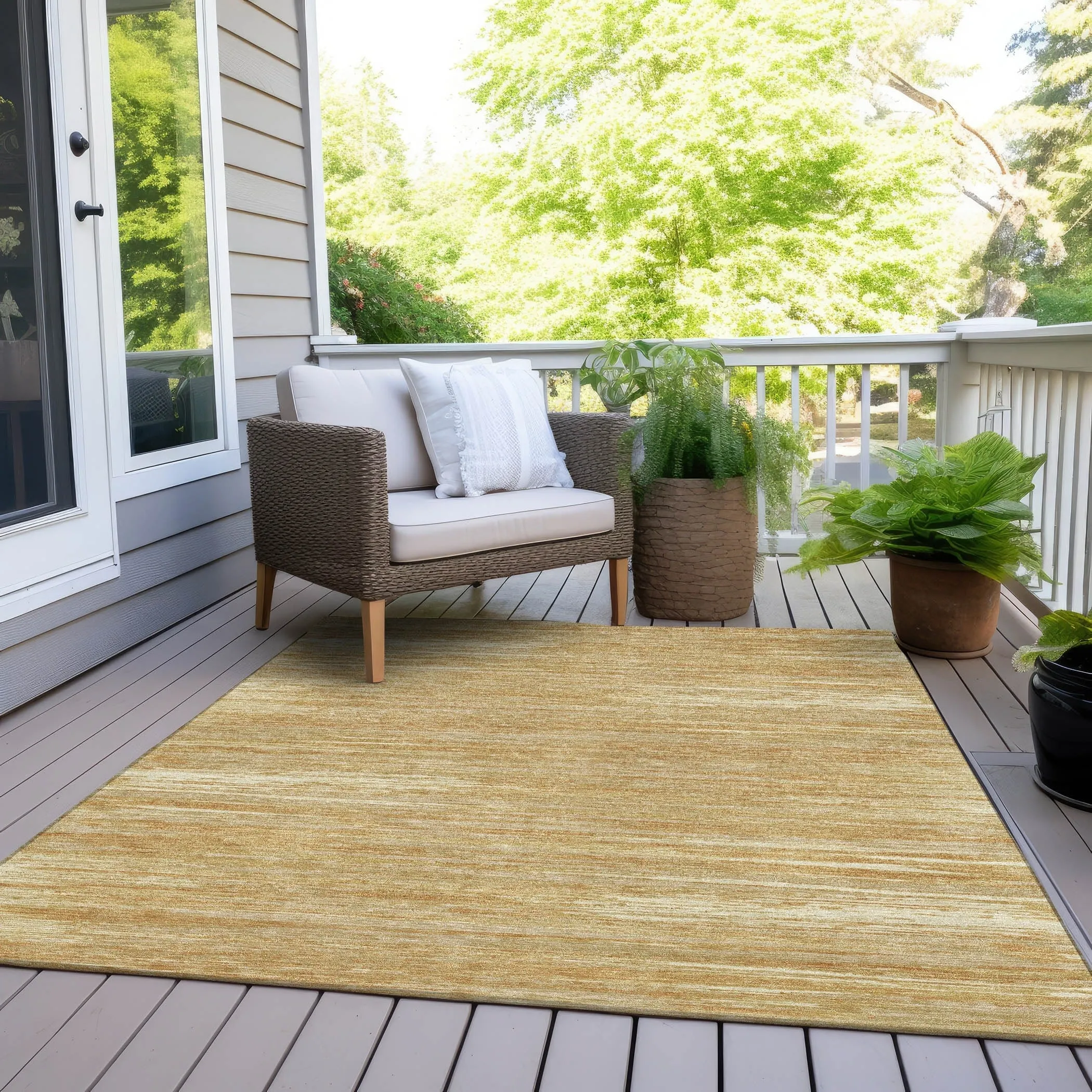 Machine Washable Indoor/ Outdoor Chantille Abstract Stripe Rug