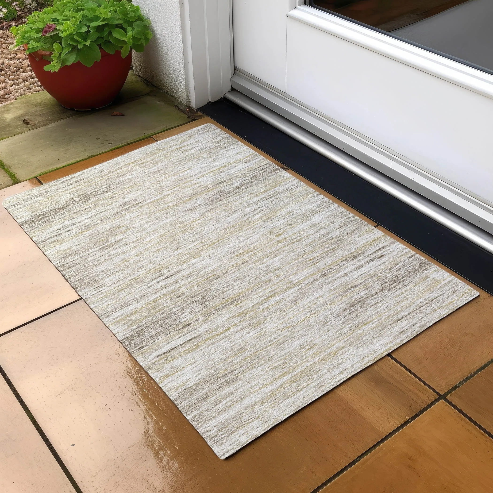 Machine Washable Indoor/ Outdoor Chantille Abstract Stripe Rug