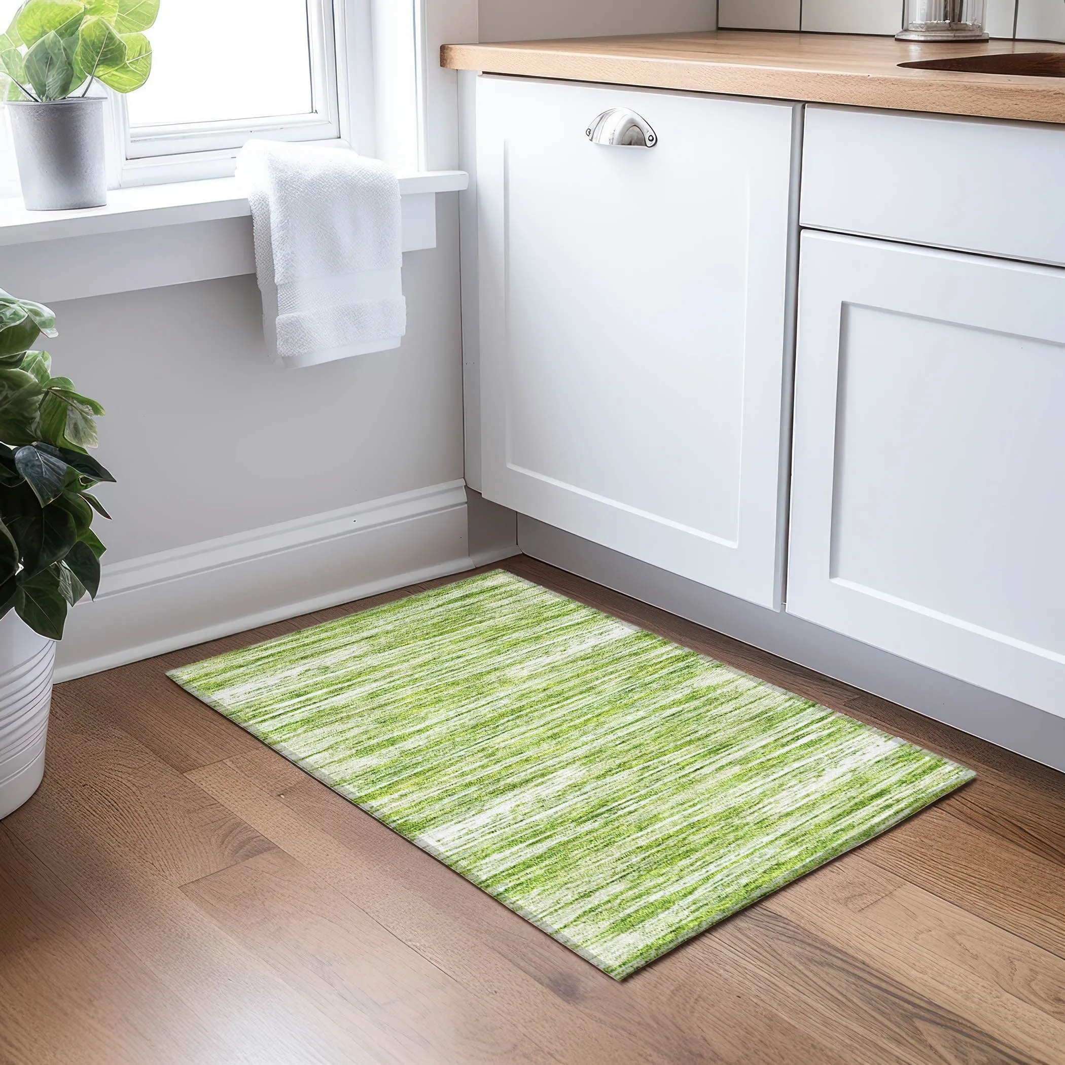 Machine Washable Indoor/ Outdoor Chantille Abstract Stripe Rug