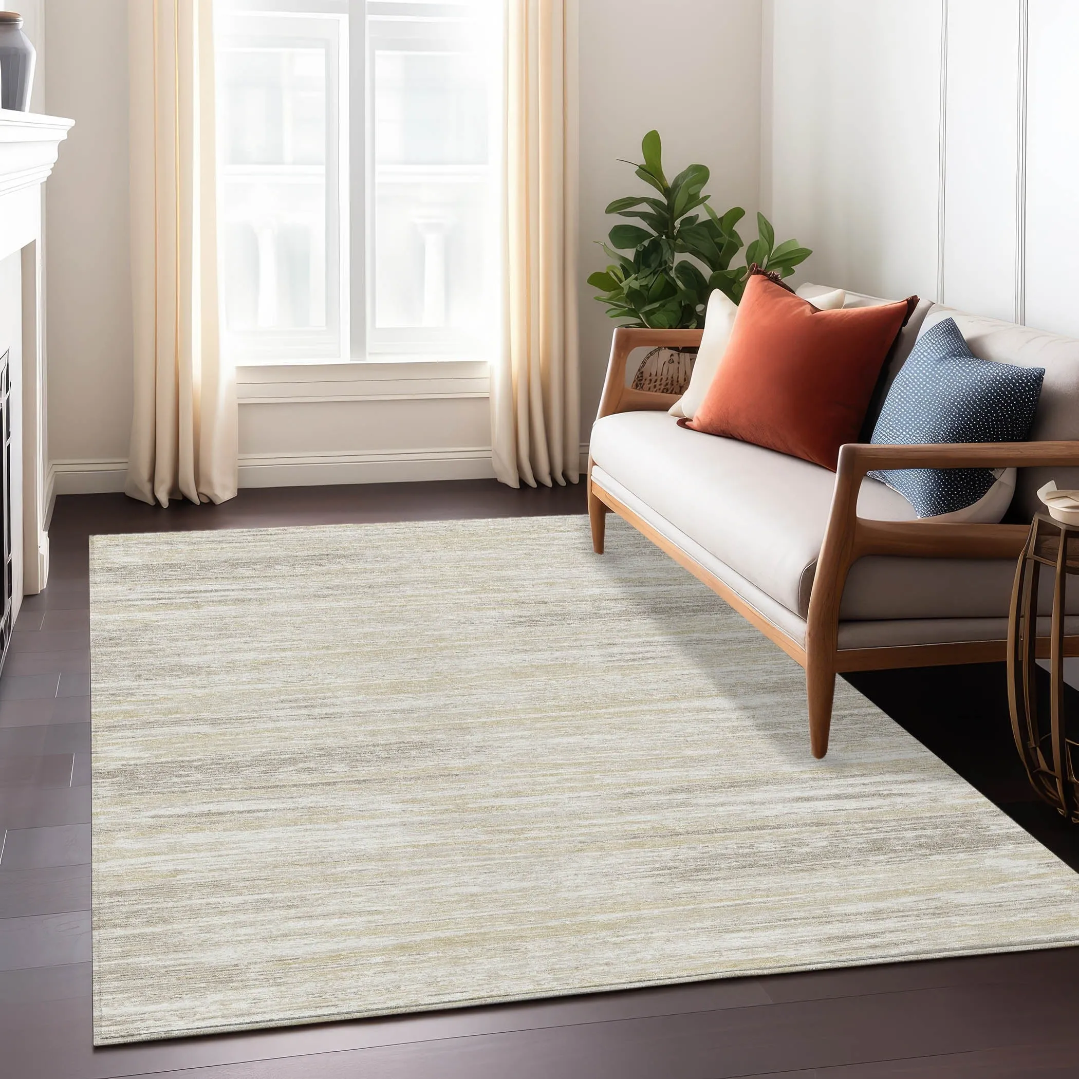 Machine Washable Indoor/ Outdoor Chantille Abstract Stripe Rug