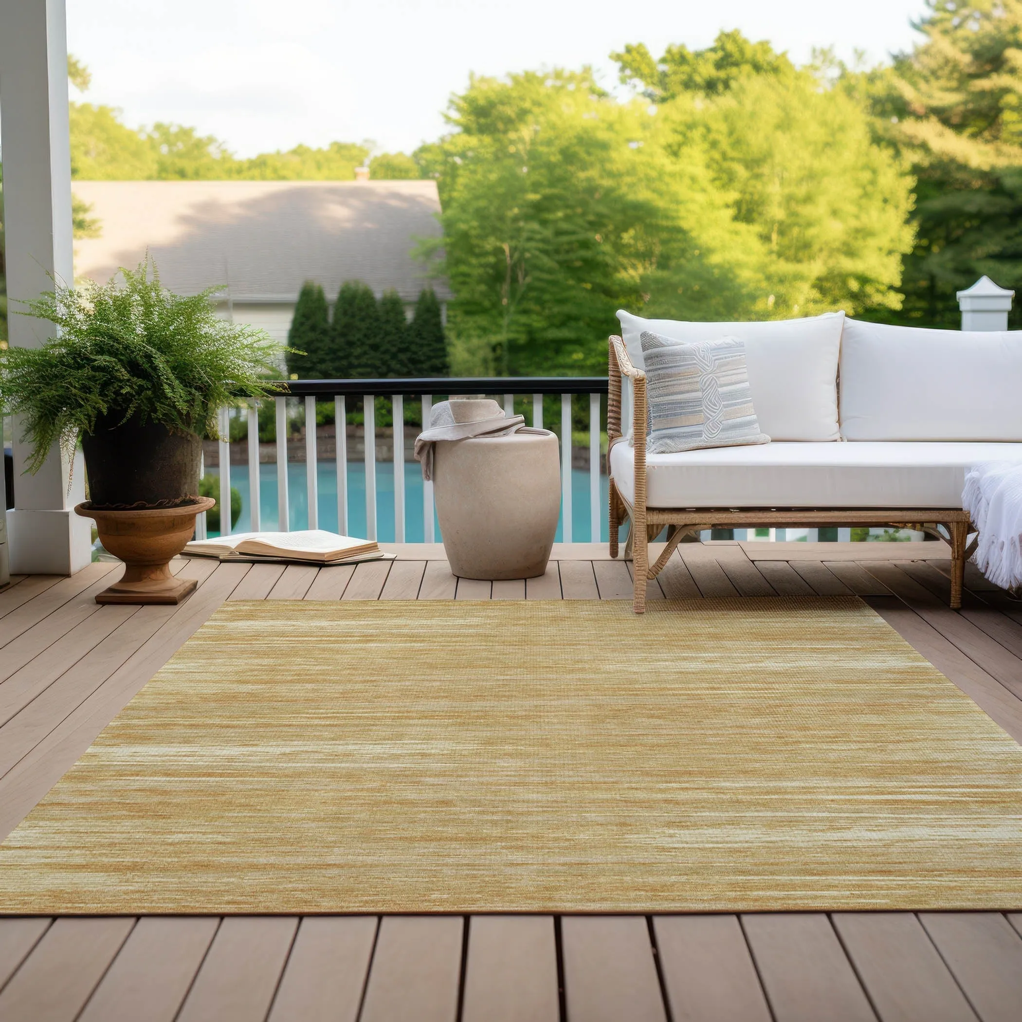 Machine Washable Indoor/ Outdoor Chantille Abstract Stripe Rug