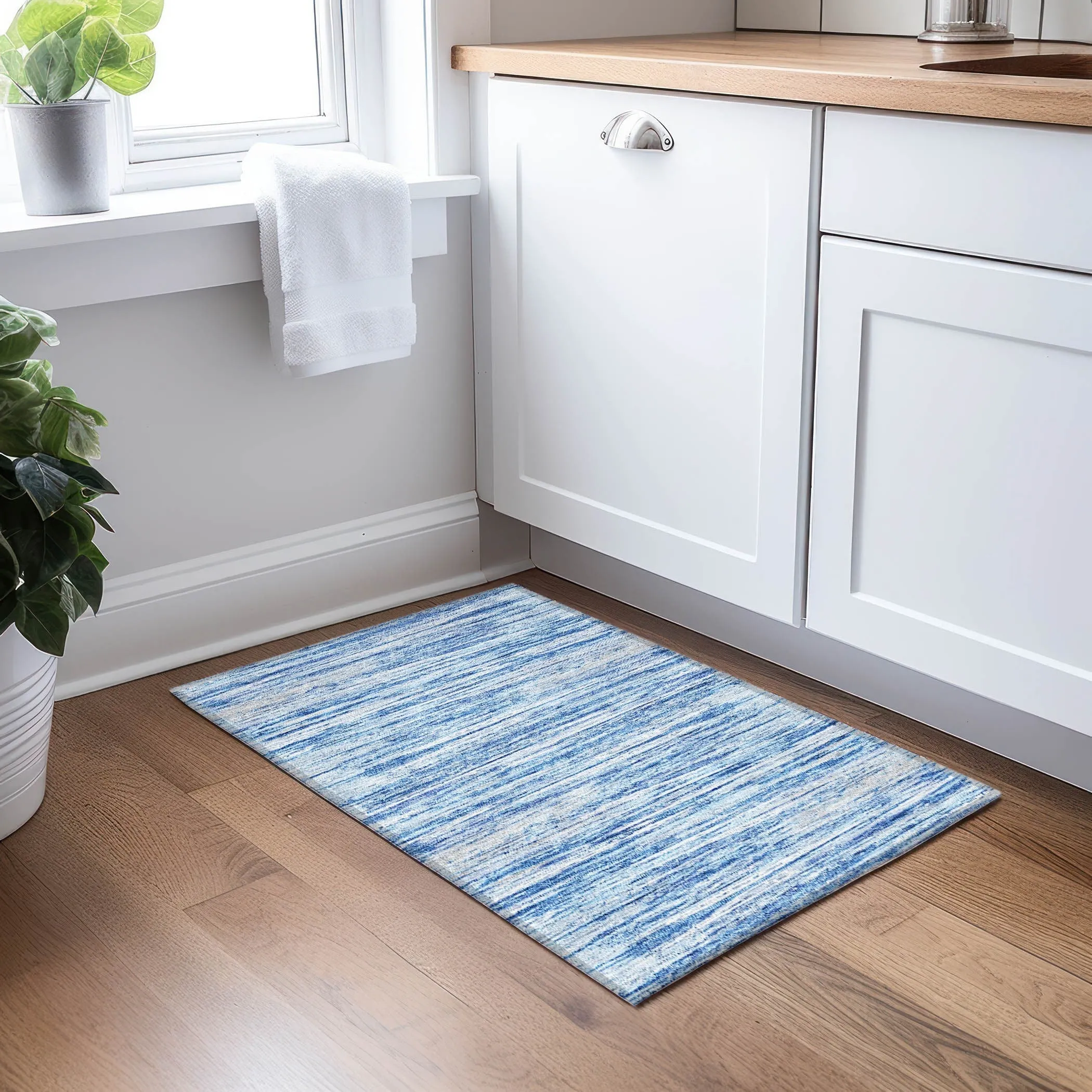 Machine Washable Indoor/ Outdoor Chantille Abstract Stripe Rug