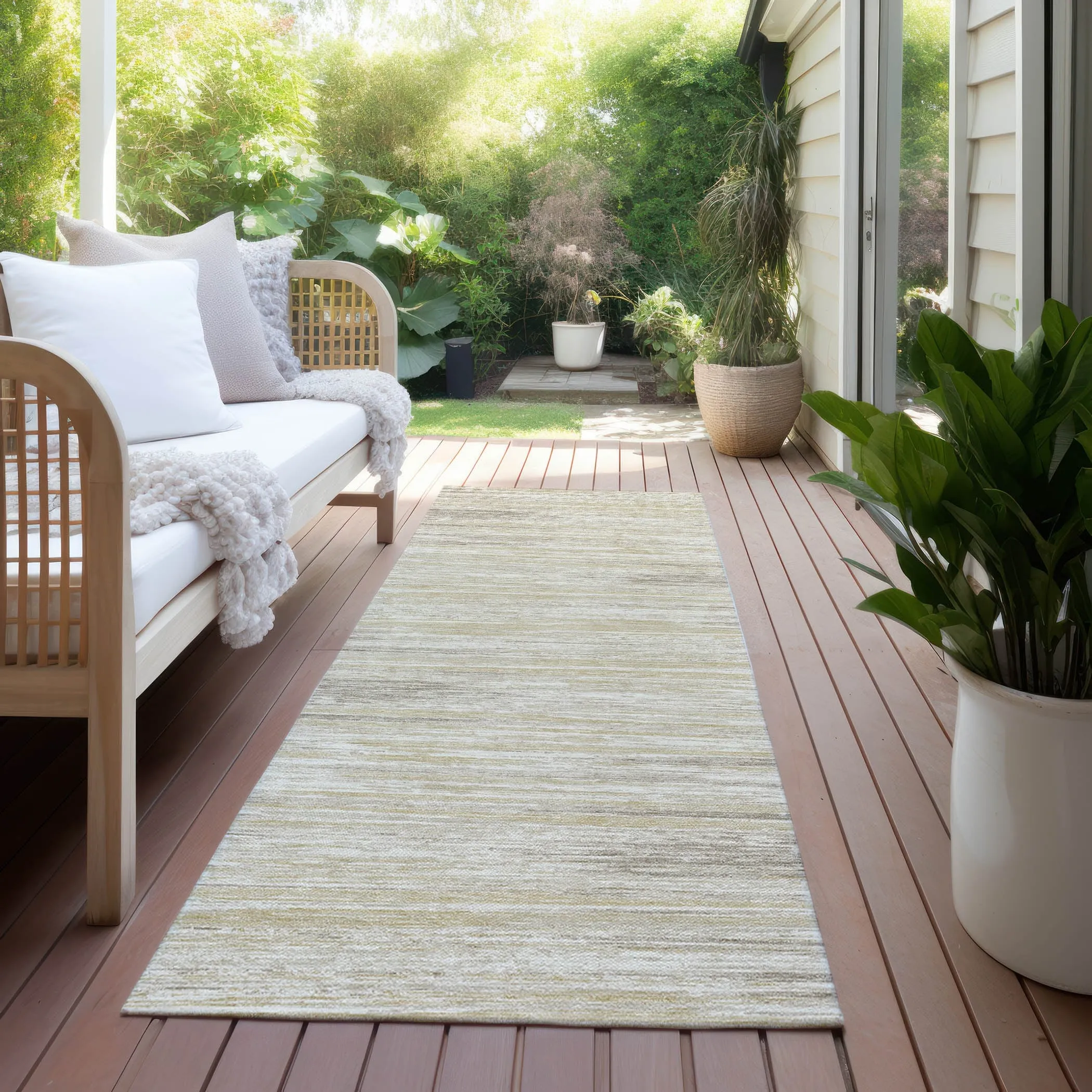 Machine Washable Indoor/ Outdoor Chantille Abstract Stripe Rug